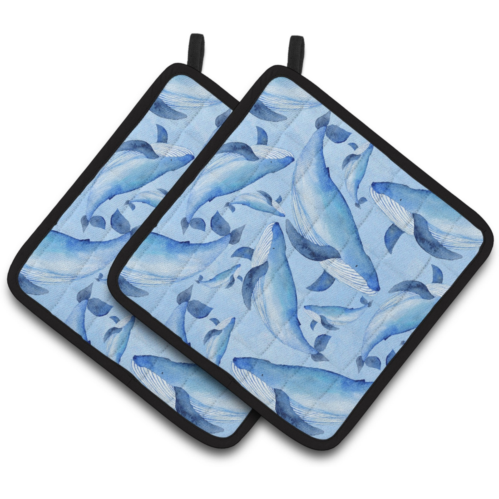 &quotCaroline's Treasures Watercolor Nautical Whales Decorated Pot Holder, 7.5"" x 7.5"", Multicolor"