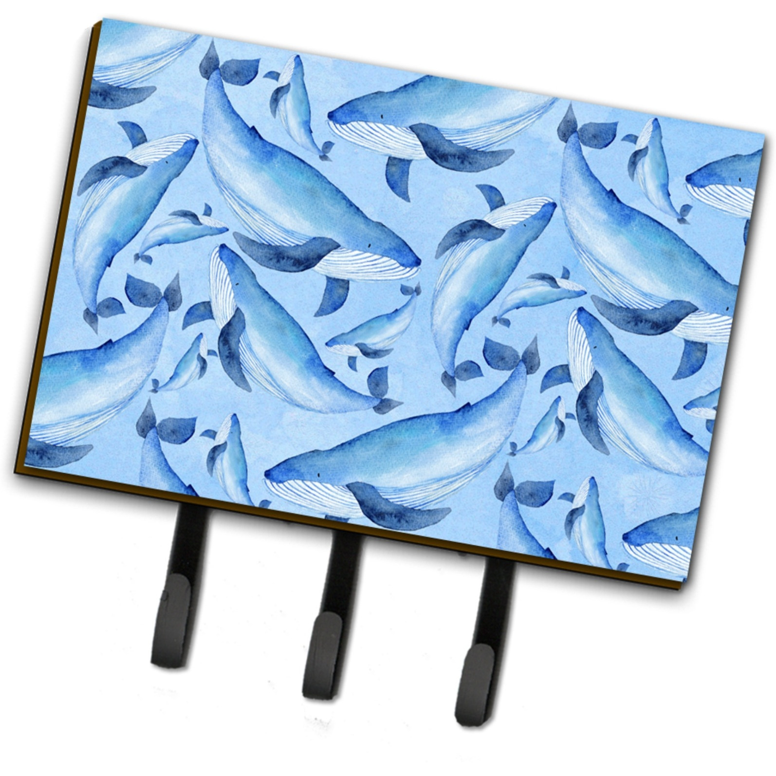 &quotCaroline's Treasures Watercolor Nautical Whales Wall Hook, Triple, Multicolor"