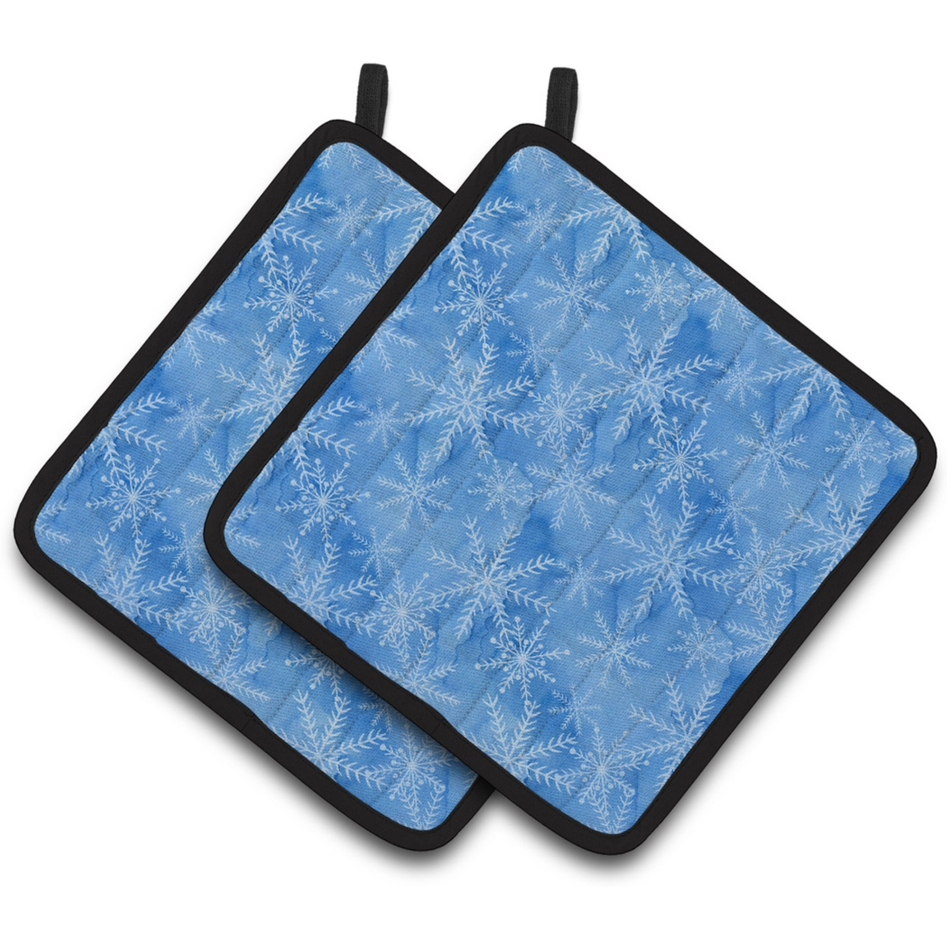 &quotCaroline's Treasures Watercolor Dark Blue Winter Snowflakes Decorated Pot Holder, 7.5"" x 7.5"", Multicolor"