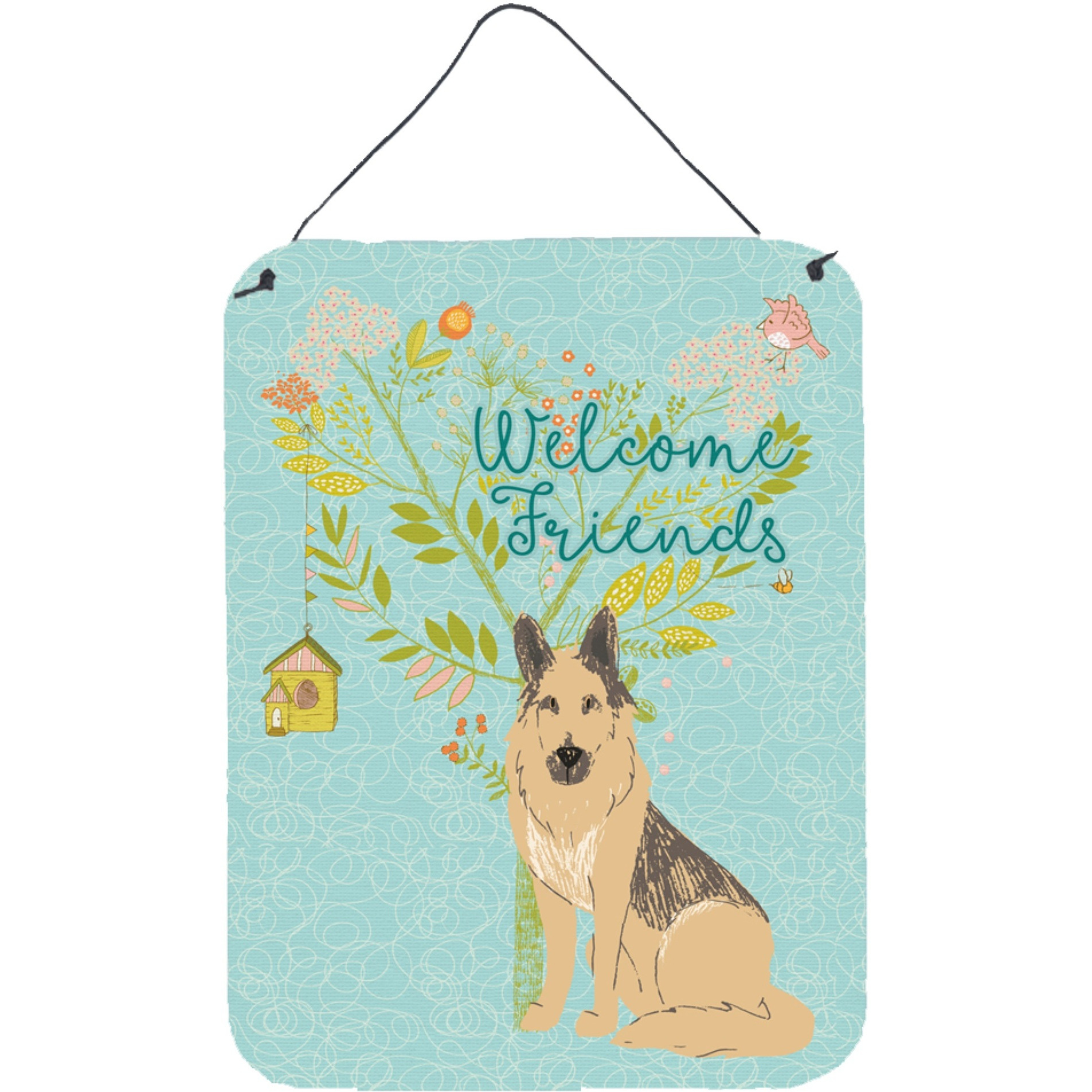 &quotCaroline's Treasures Welcome Friends German Shepherd Metal Print, 16h x 12w, Multicolor"