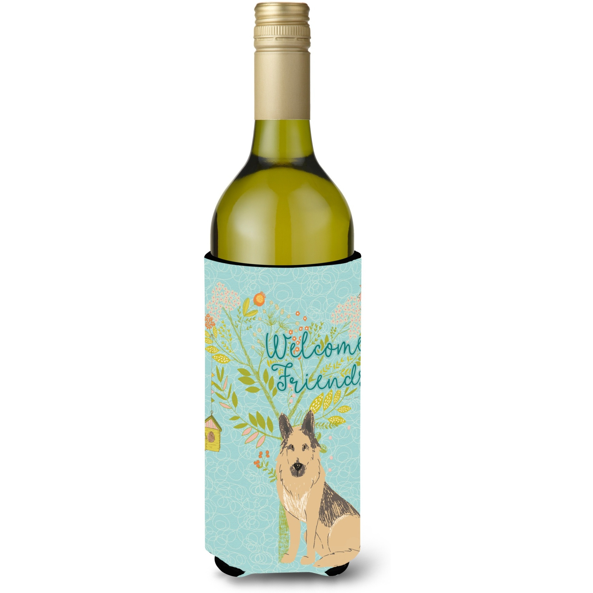 &quotCaroline's Treasures Welcome Friends German Shepherd Decorative Bottle Hugger, 750 ml, Multicolor"