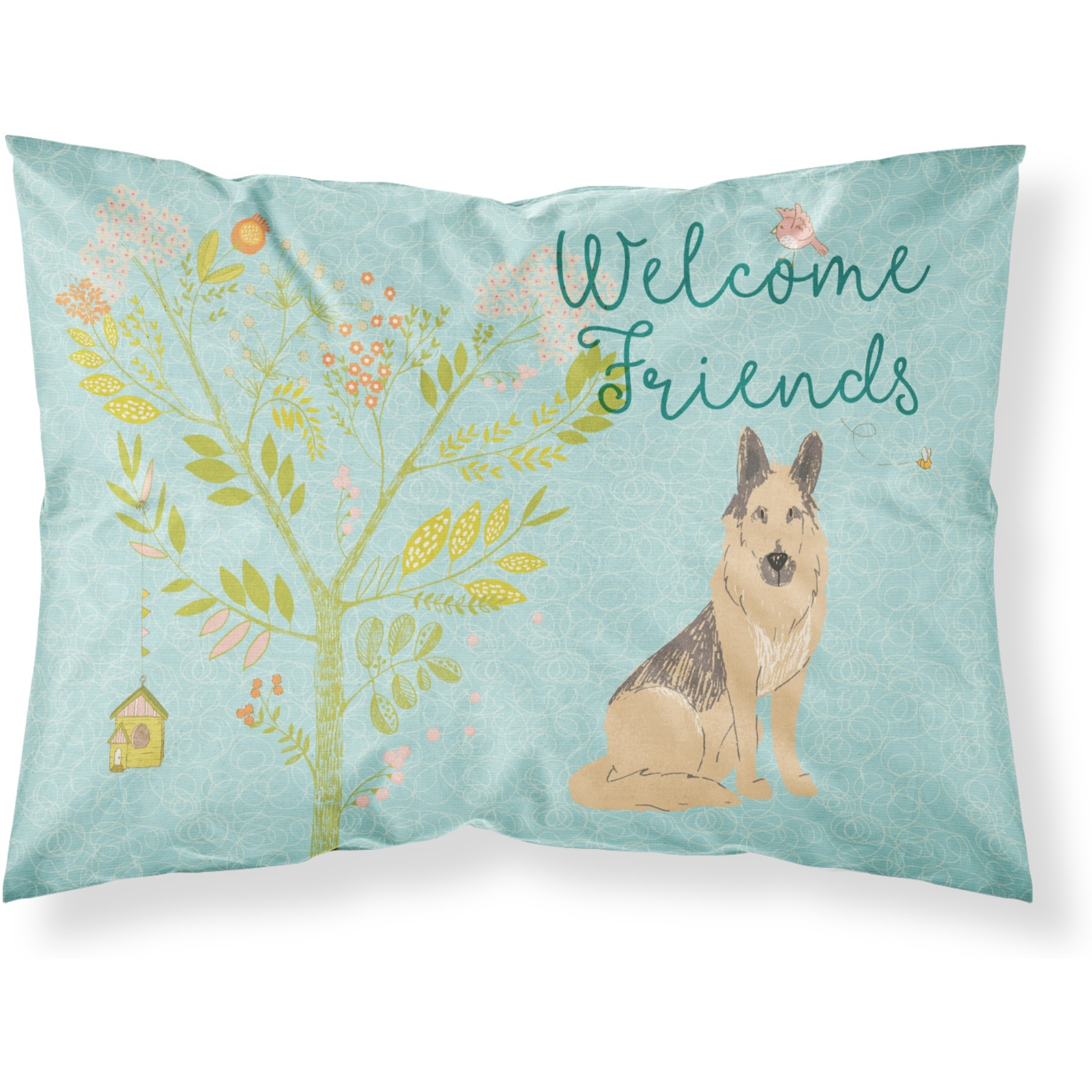 &quotCaroline's Treasures Welcome Friends German Shepherd Printed, Polyester, 250 Thread count, Envelope closure Pillowcase, Standard, Multicolor"
