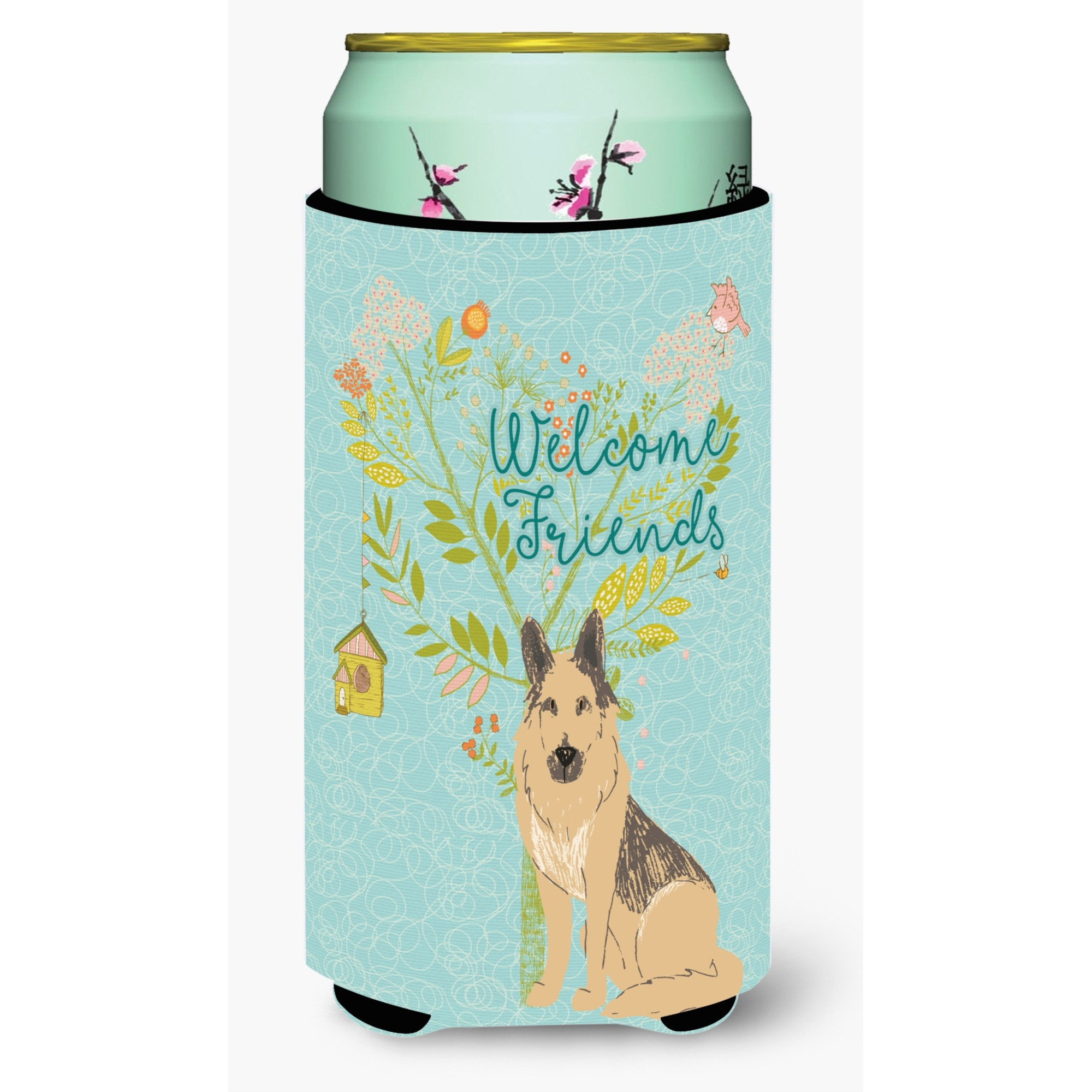 &quotCaroline's Treasures Welcome Friends German Shepherd Decorative Can Hugger, Tall Boy, Multicolor"