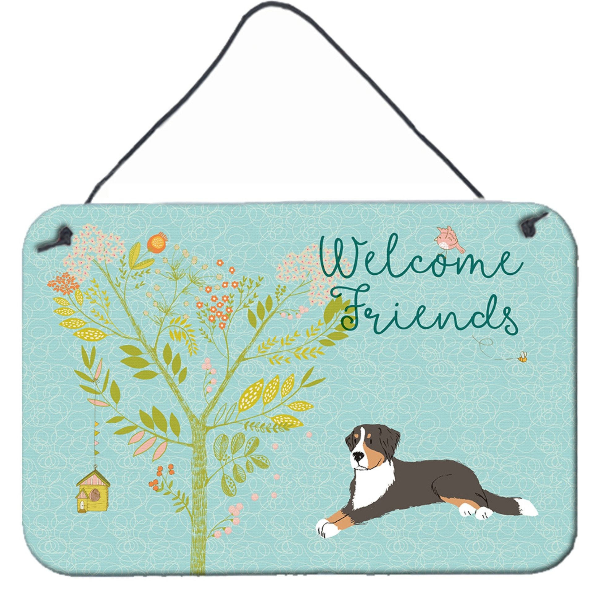 &quotCaroline's Treasures Welcome Friends Bernese Mountain Dog Metal Print, 8hx12w, Multicolor"