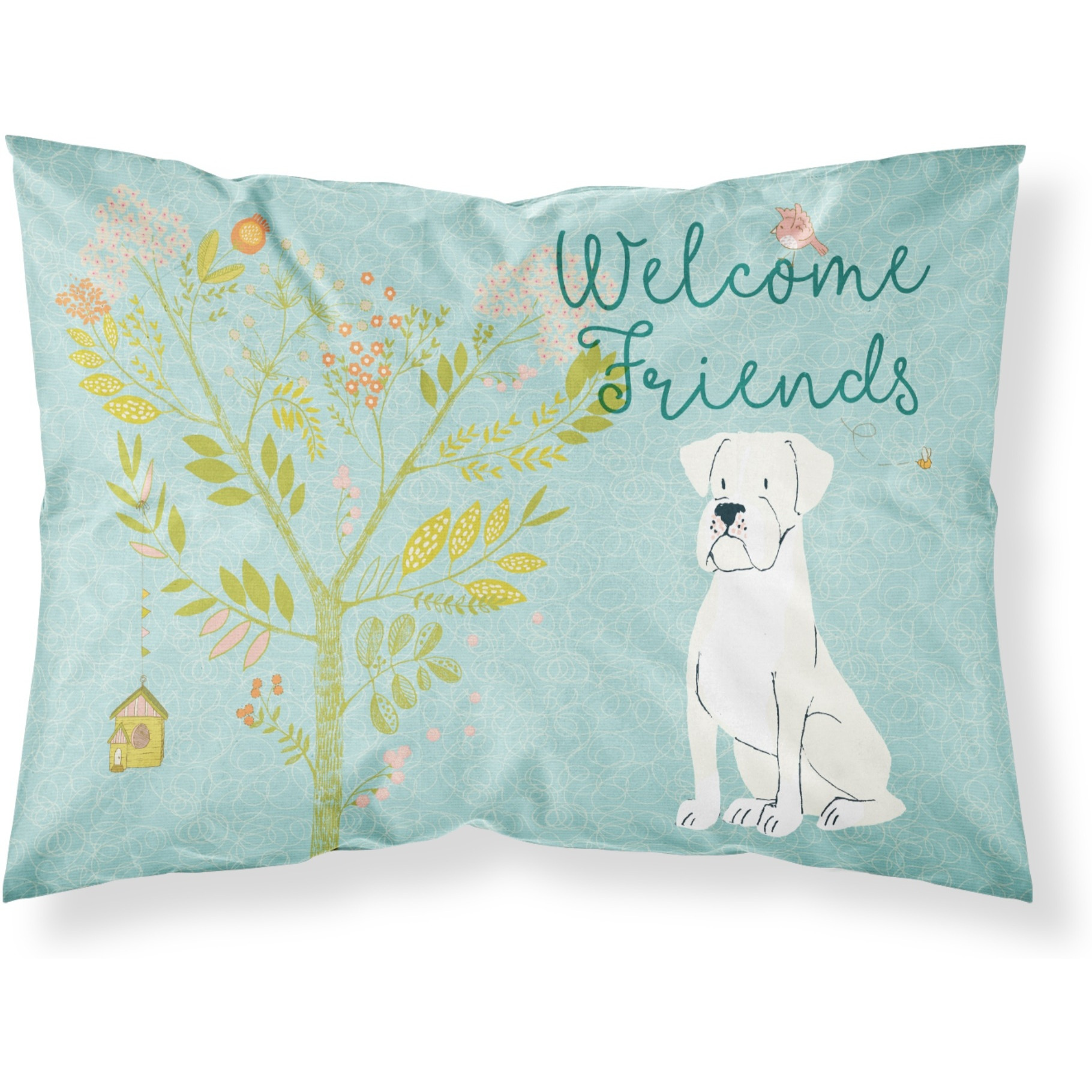&quotCaroline's Treasures Welcome Friends White Boxer Pillowcase, Standard,"
