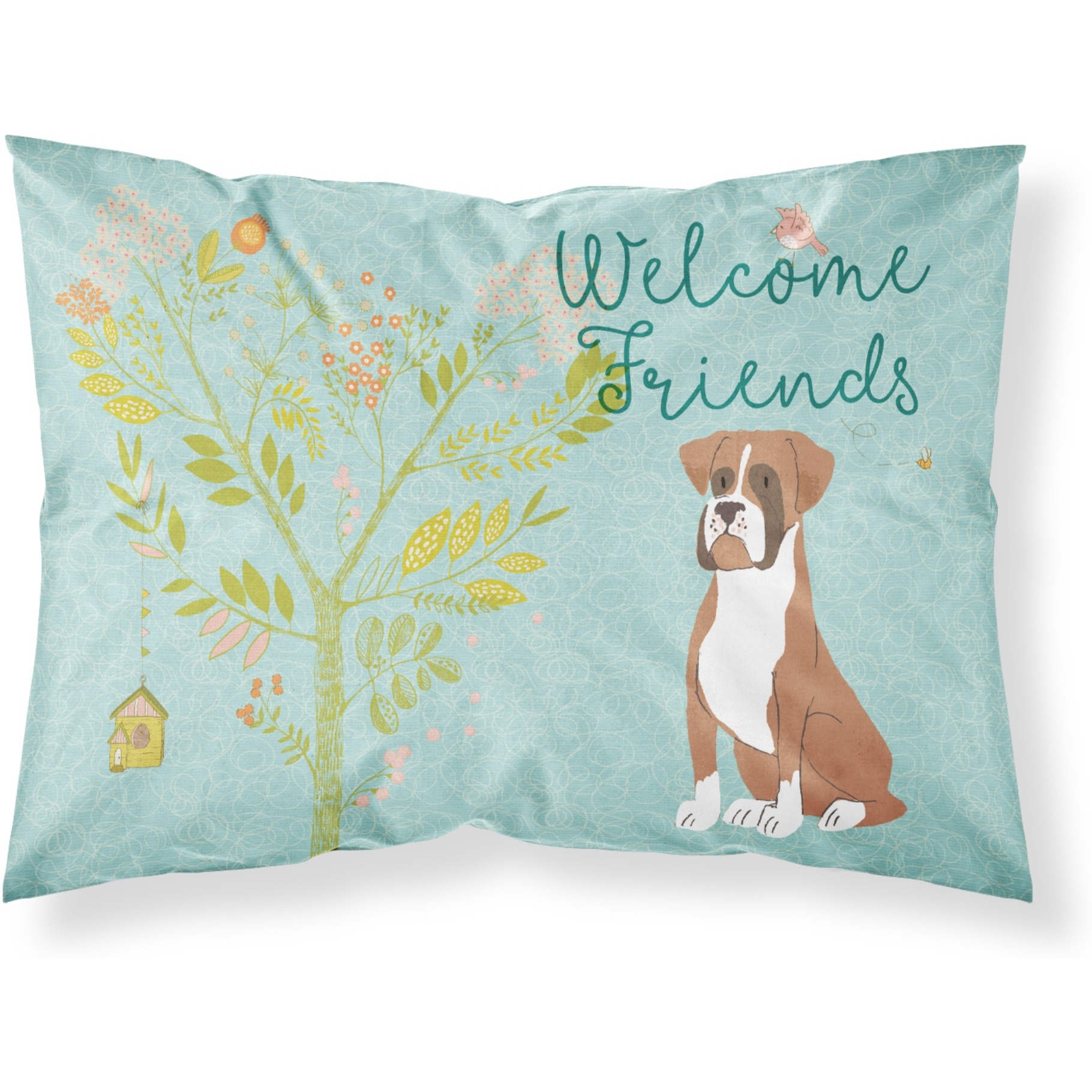 &quotCaroline's Treasures Welcome Friends Flashy Fawn Boxer Printed, Polyester, 250 Thread count, Envelope closure Pillowcase, Standard, Multicolor"