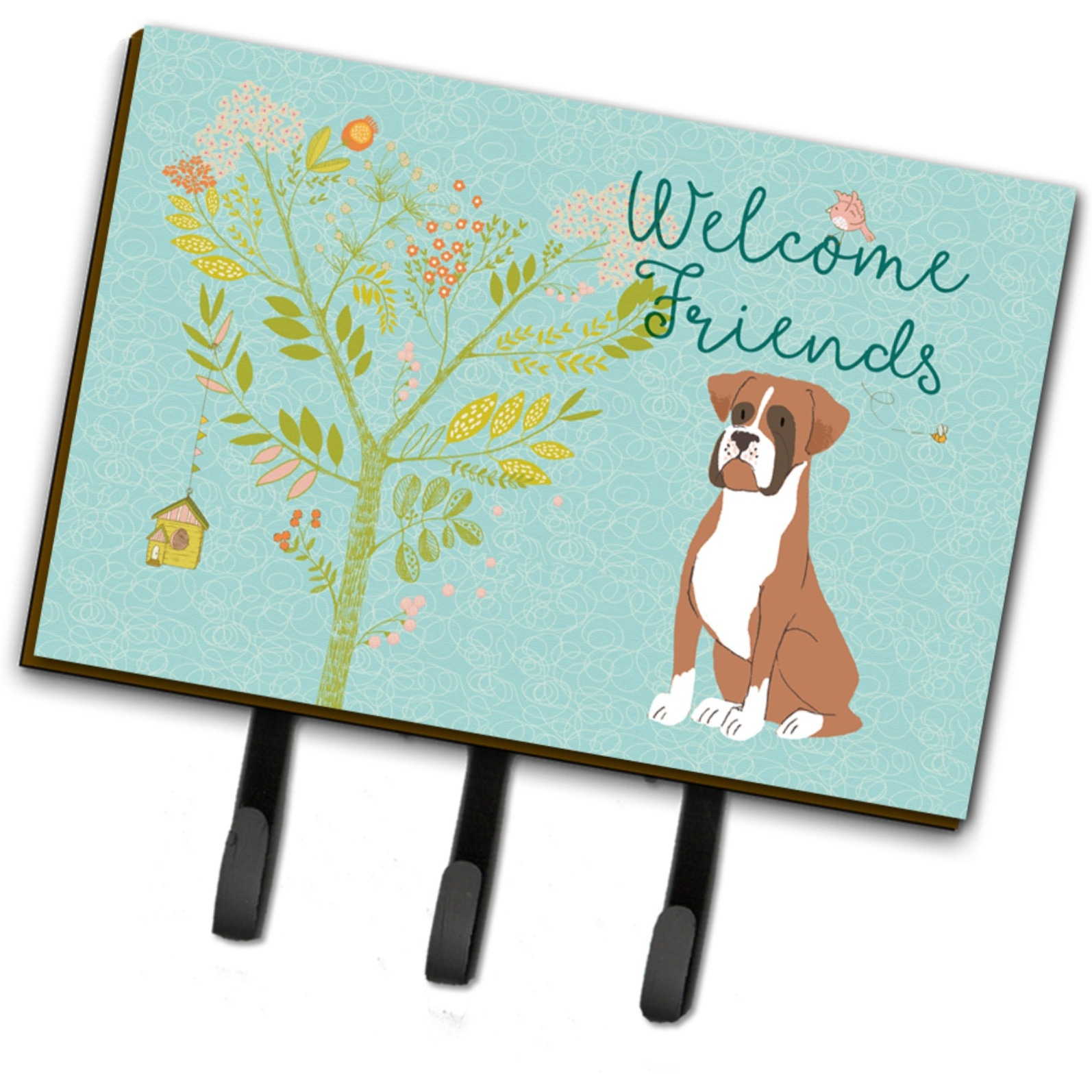 &quotCaroline's Treasures Welcome Friends Flashy Fawn Boxer Wall Hook, Triple, Multicolor"