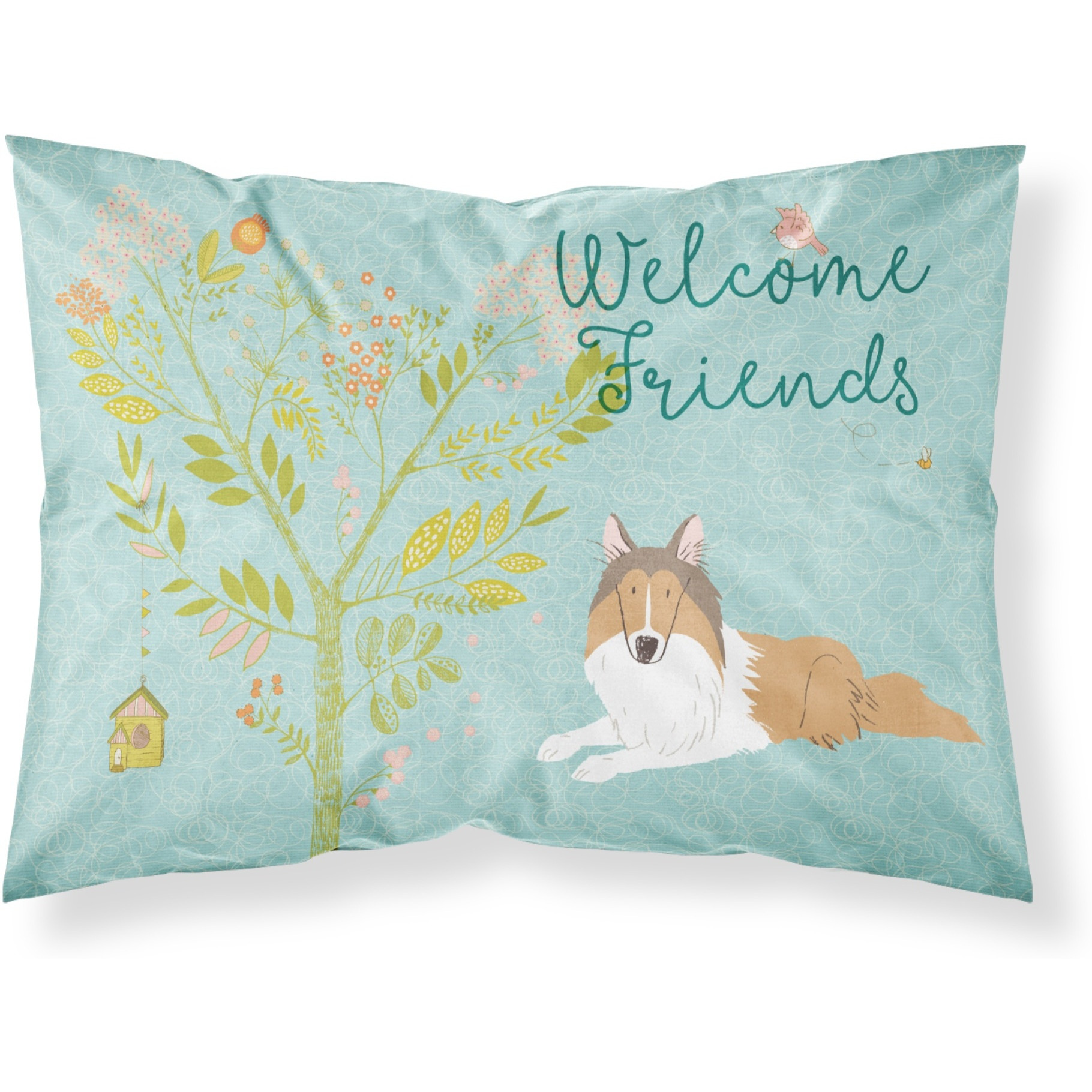 &quotCaroline's Treasures Welcome Friends Collie Printed, Polyester, 250 Thread count, Envelope closure Pillowcase, Standard, Multicolor"