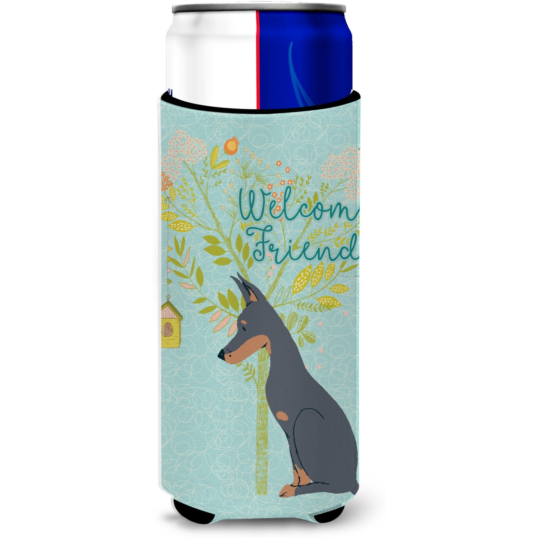 &quotCaroline's Treasures Welcome Friends Doberman Pinscher Decorative Can Hugger, Multicolor"