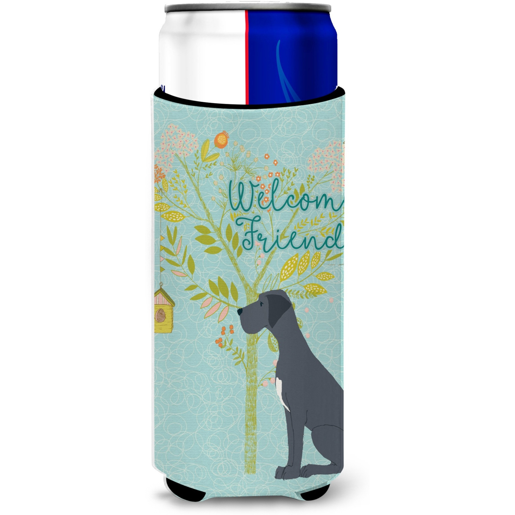 &quotCaroline's Treasures Welcome Friends Black Dane Decorative Can Hugger, Multicolor"