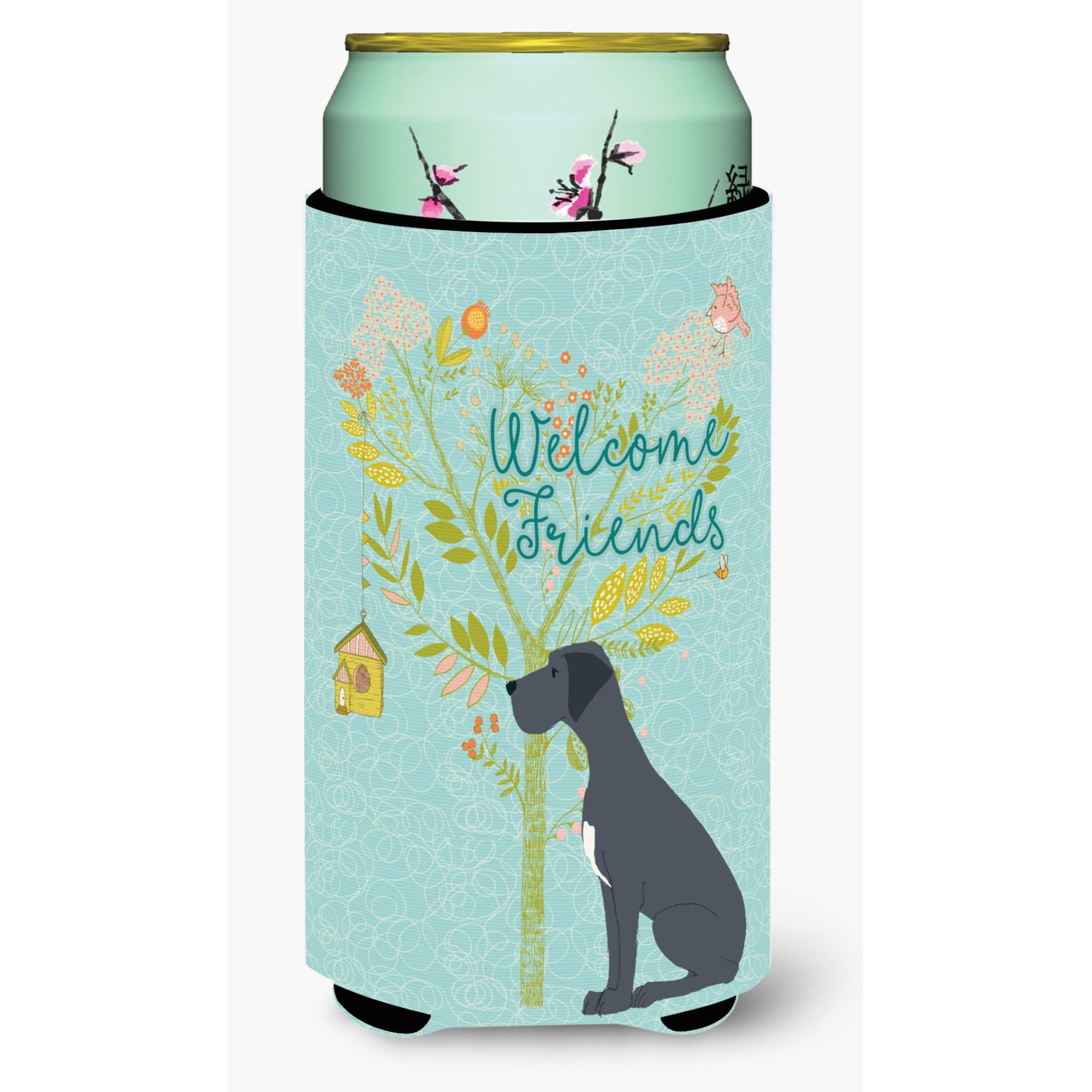 &quotCaroline's Treasures Welcome Friends Black Dane Decorative Can Hugger, Tall Boy, Multicolor"