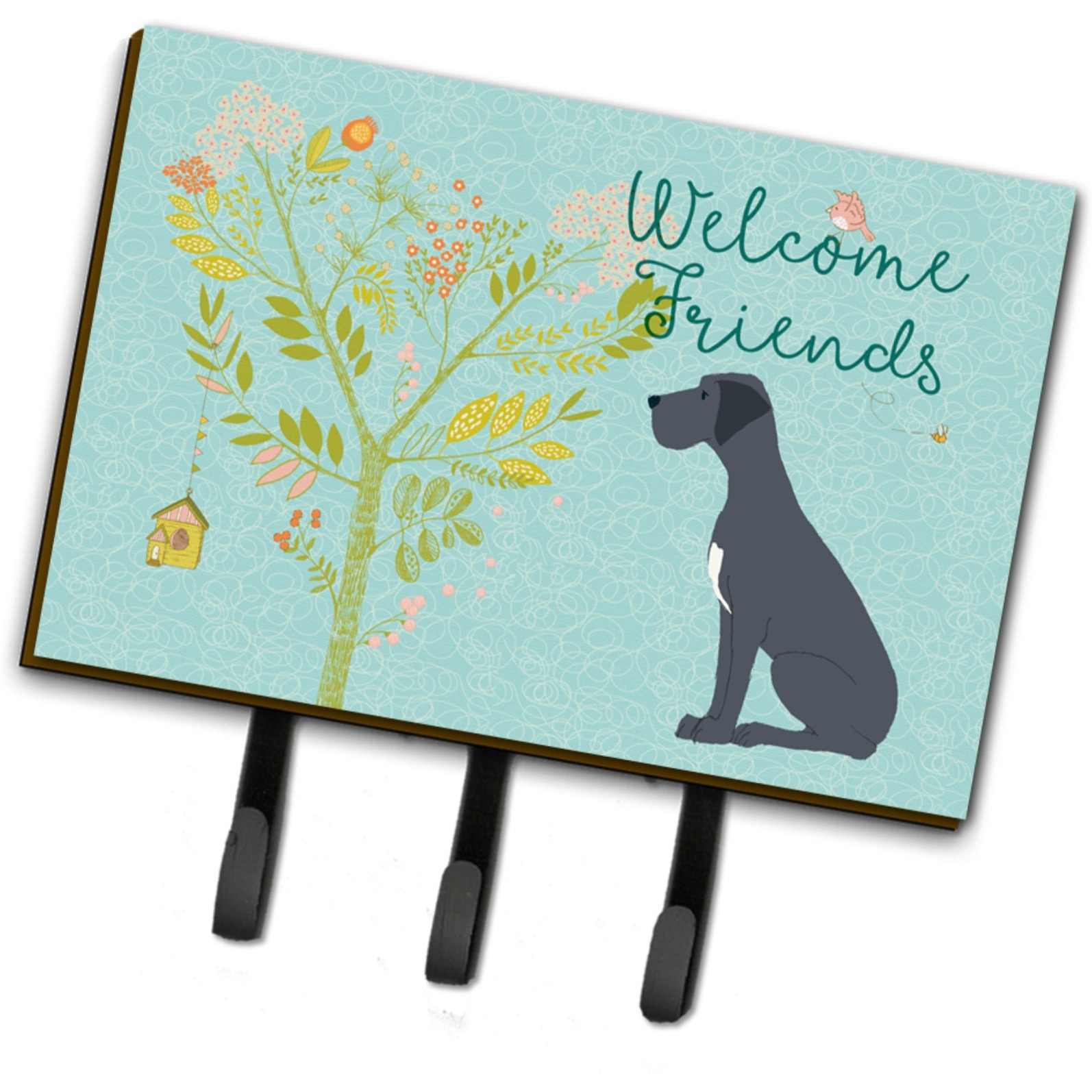 &quotCaroline's Treasures Welcome Friends Black Dane Wall Hook, Triple, Multicolor"