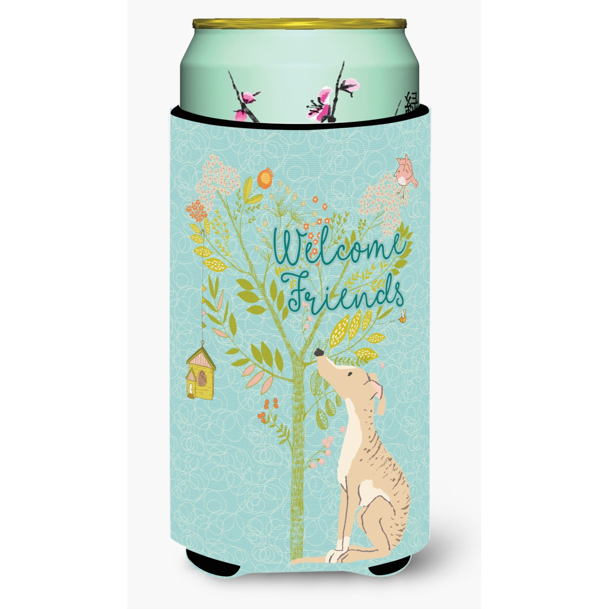 &quotCaroline's Treasures Welcome Friends Brindle Greyhound Decorative Can Hugger, Tall Boy, Multicolor"
