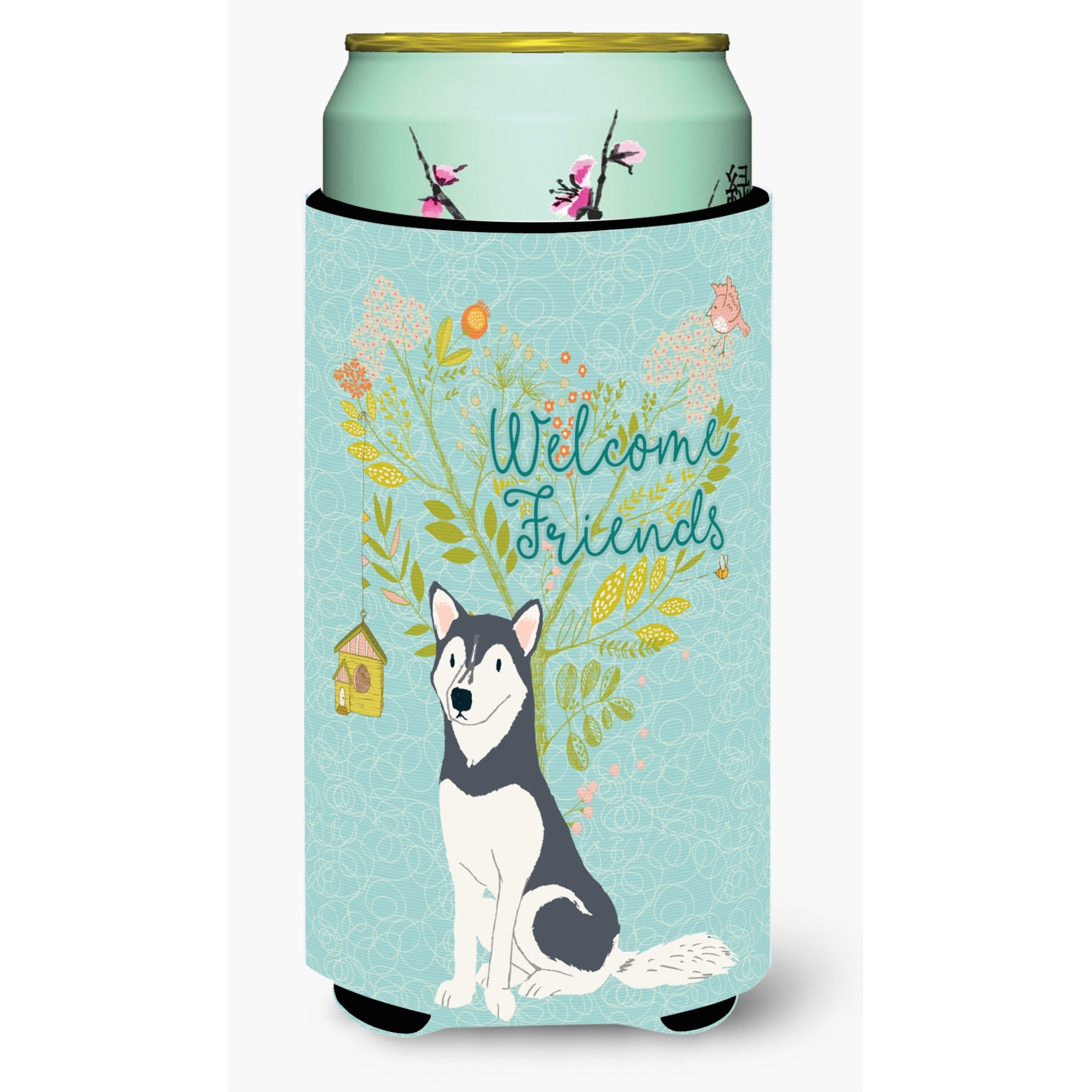 &quotCaroline's Treasures Welcome Friends Siberian Husky Decorative Can Hugger, Tall Boy, Multicolor"