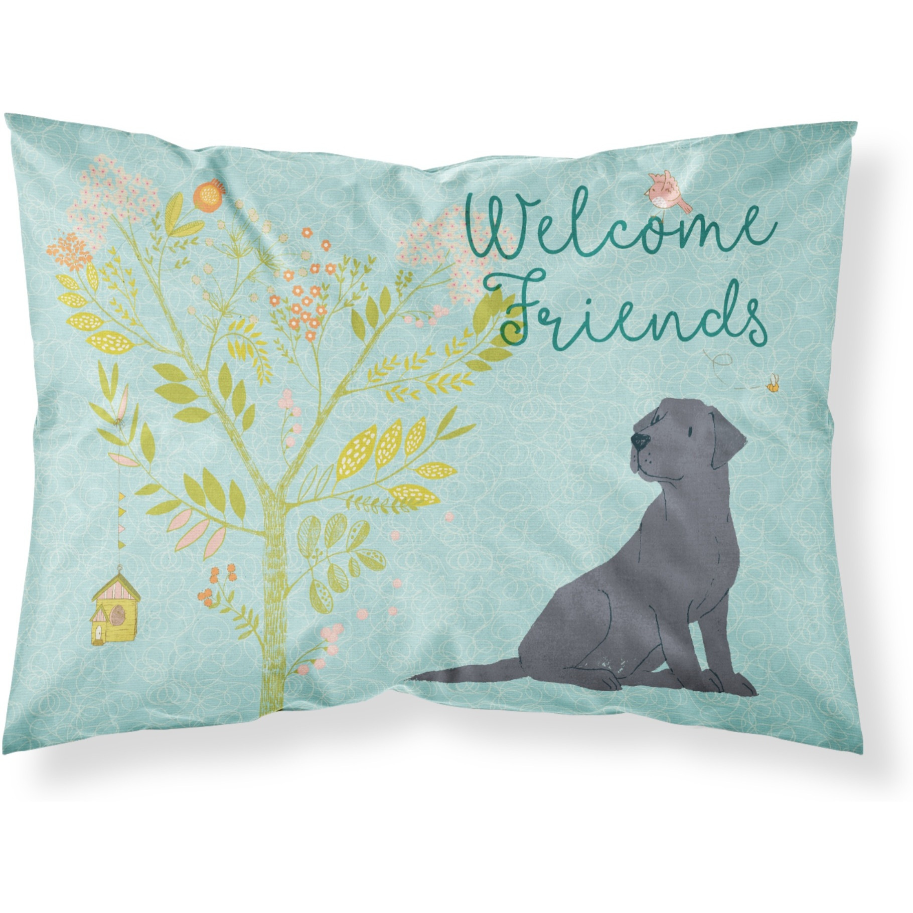 &quotCaroline's Treasures "&quotWelcome Friends Black Labrador Retriever"" Printed, Polyester Envelope Closure pillowcase, Standard, Multicolor"