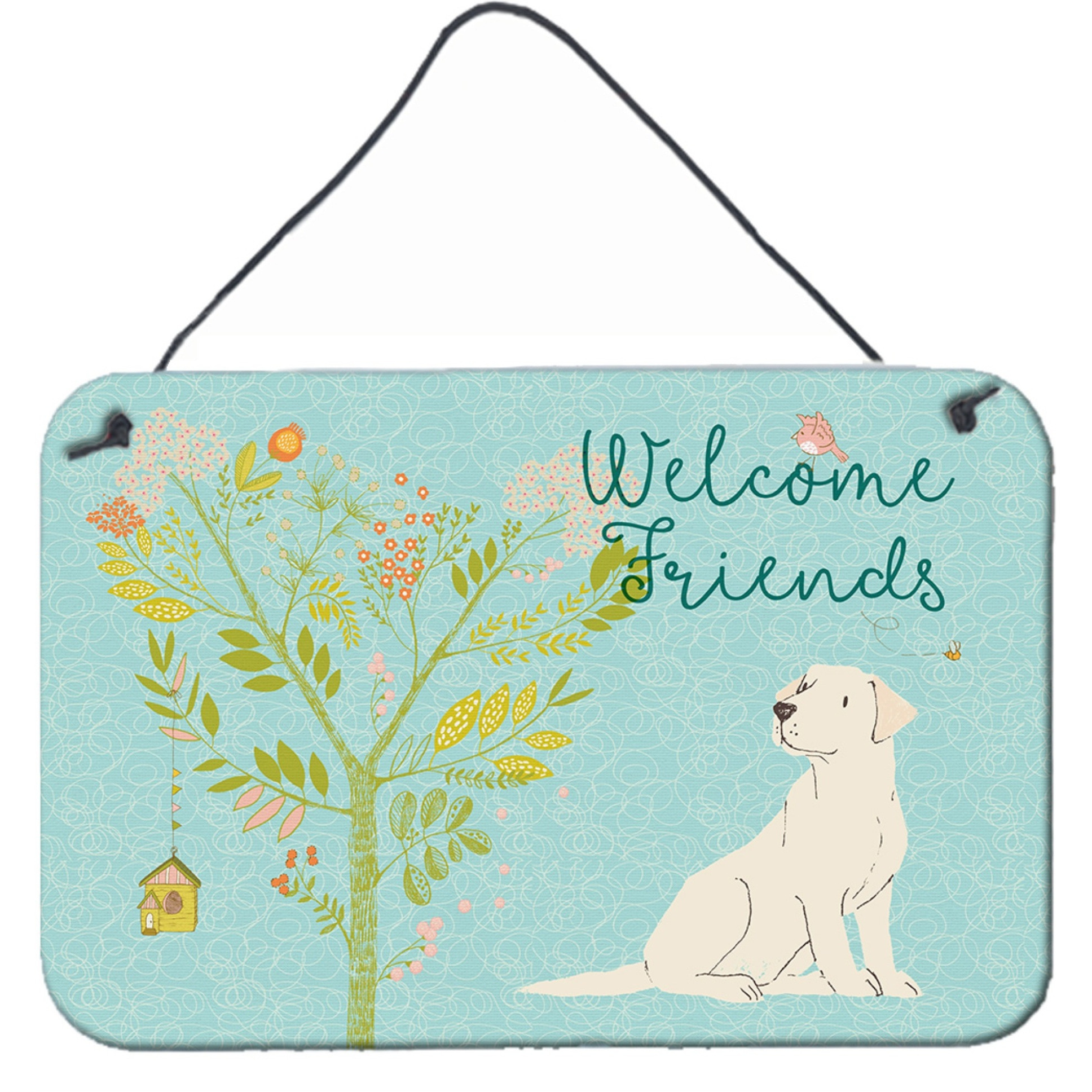 &quotCaroline's Treasures Welcome Friends Retriever Yellow Labrador Metal Print, 8hx12w"