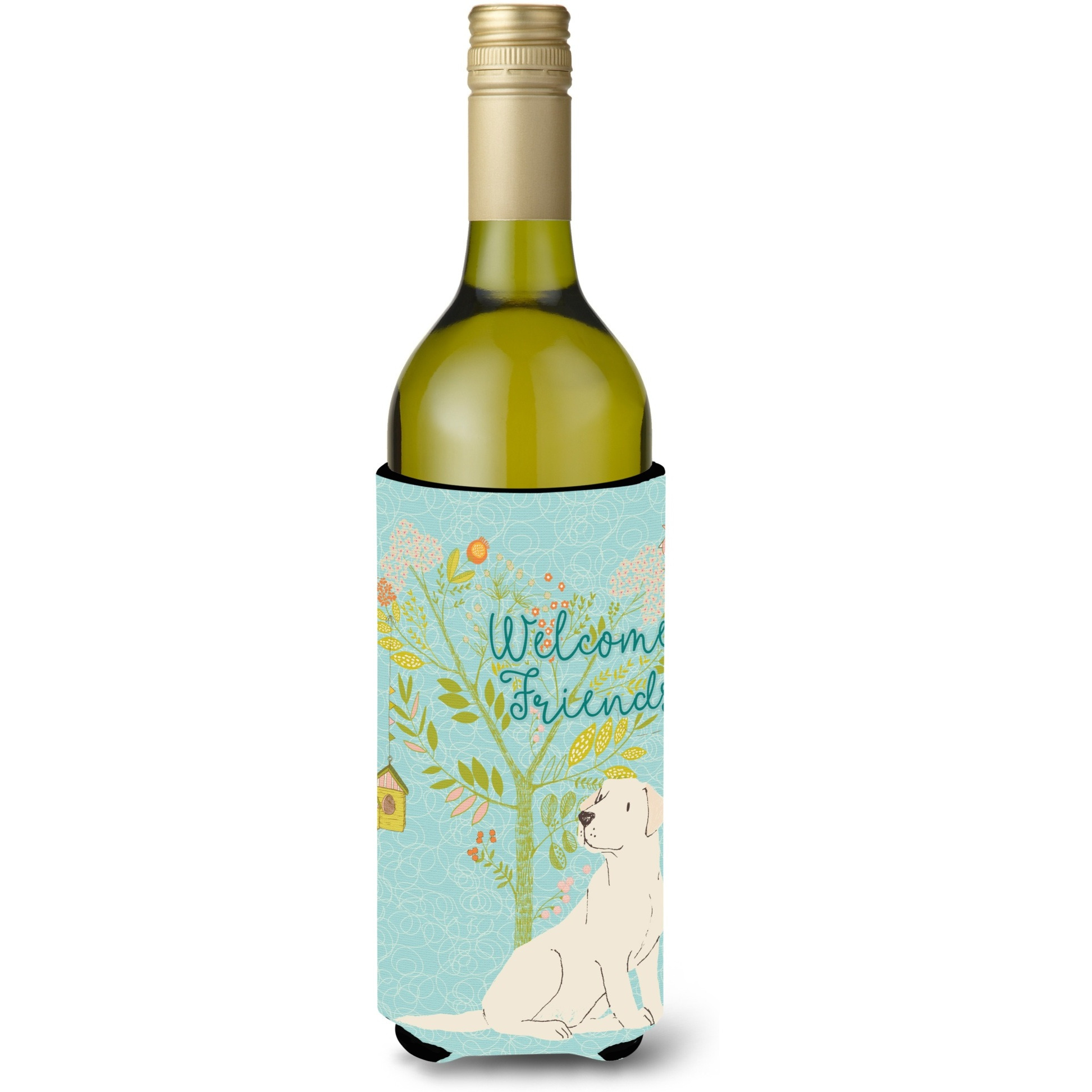 &quotCaroline's Treasures Welcome Friends Yellow Labrador Retriever Decorative Bottle Hugger, 750 ml, Multicolor"