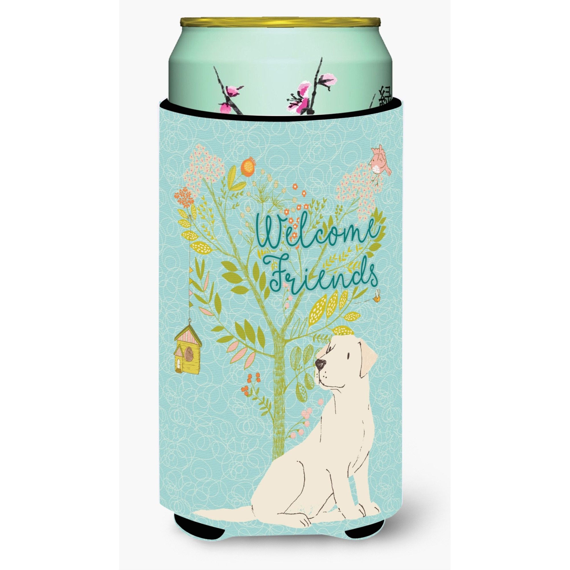 &quotCaroline's Treasures Welcome Friends Yellow Labrador Retriever Decorative Can Hugger, Tall Boy, Multicolor"