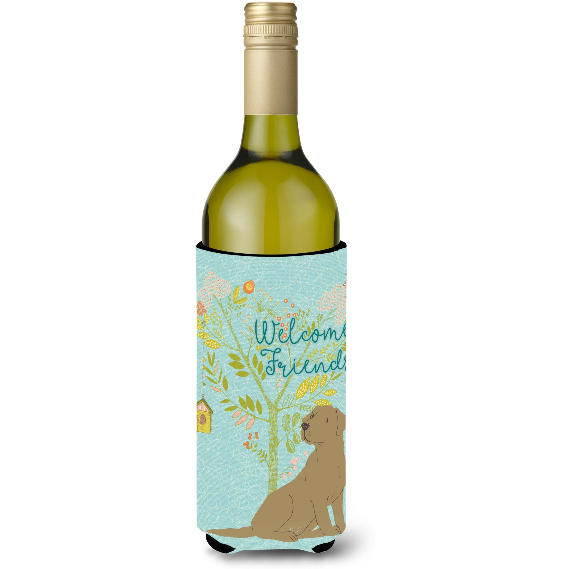 &quotCaroline's Treasures Welcome Friends Chocolate Labrador Retriever Decorative Bottle Hugger, 750 ml, Multicolor"