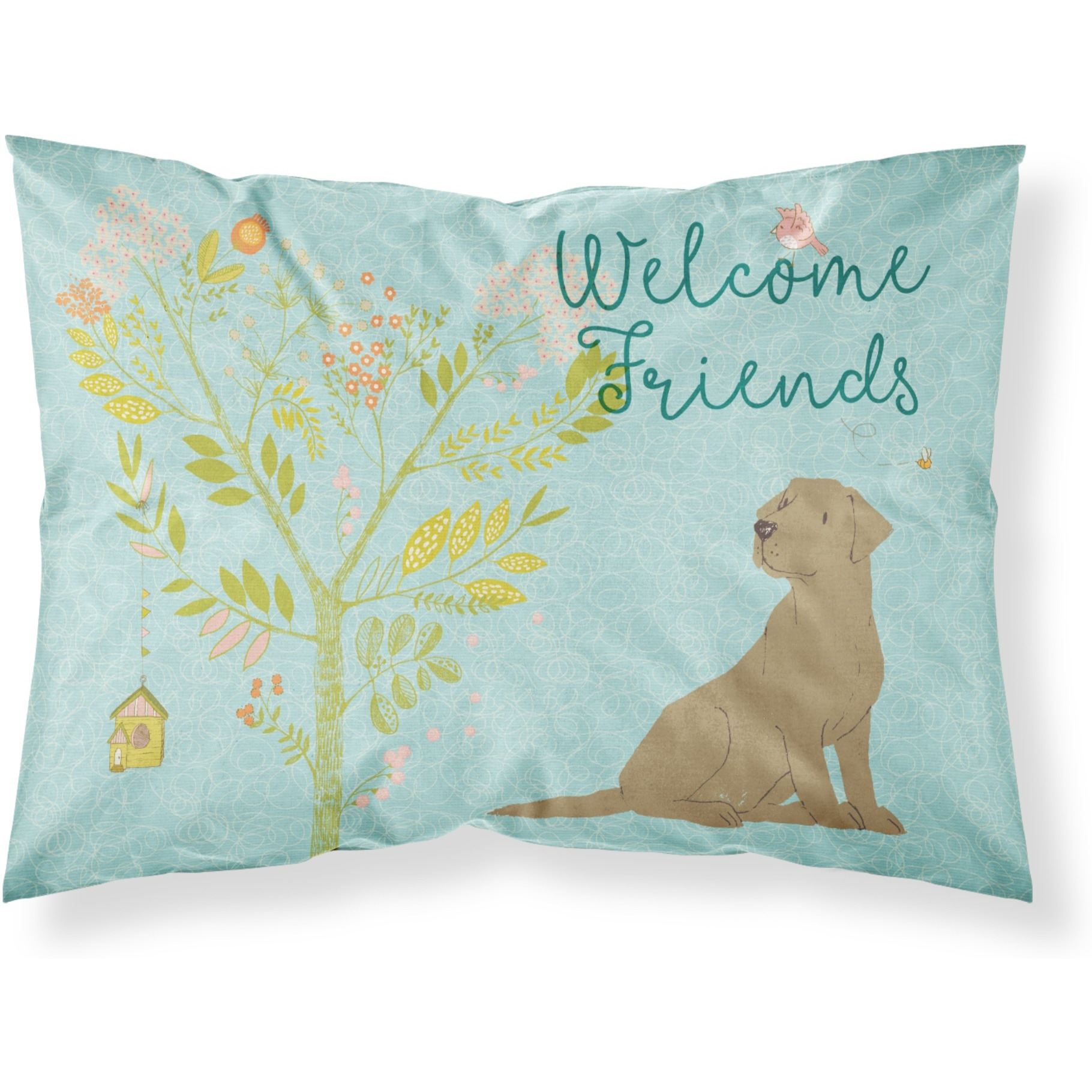 &quotCaroline's Treasures Welcome Friends Retriever Chocolate Labrador Pillowcase, Standard"