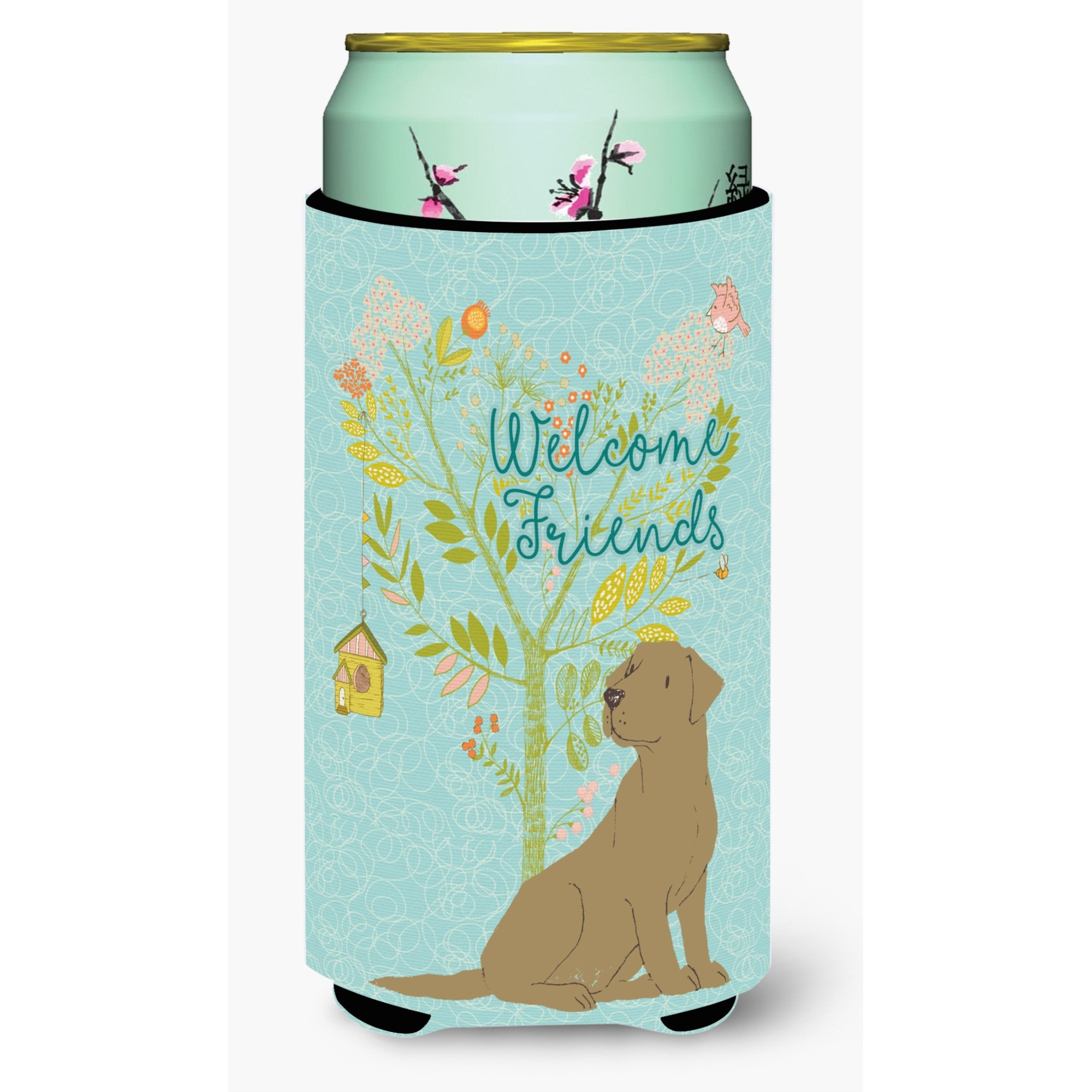 &quotCaroline's Treasures Welcome Friends Chocolate Labrador Retriever Decorative Can Hugger, Tall Boy, Multicolor"