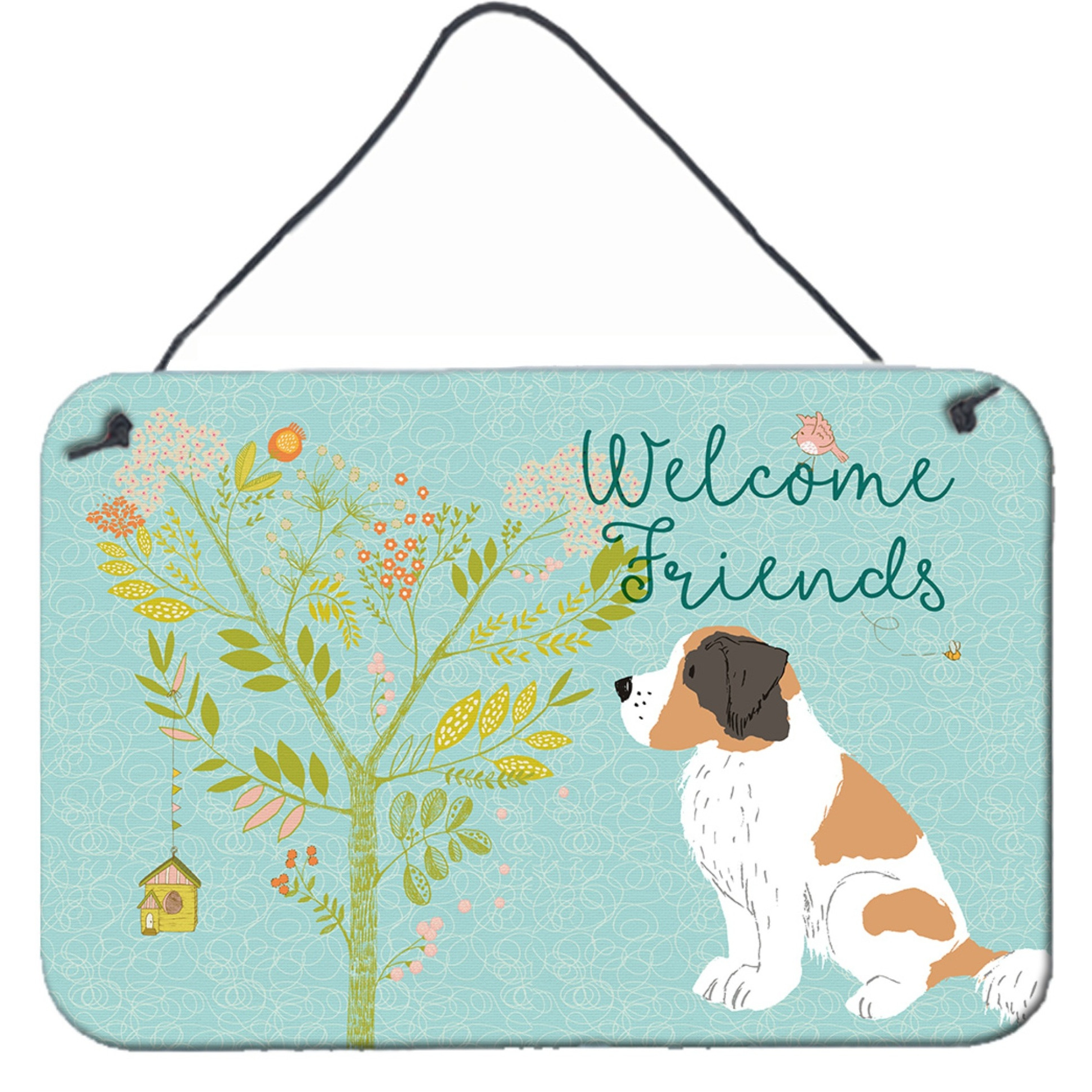 &quotCaroline's Treasures Welcome Friends Saint Bernard Metal Print, 8hx12w"