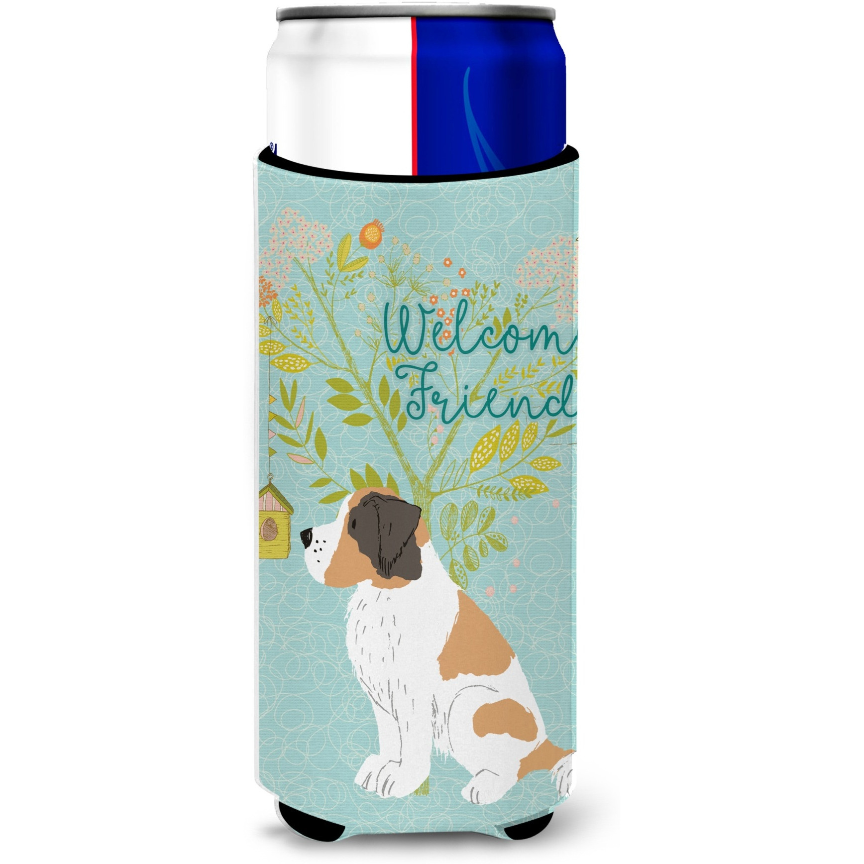 &quotCaroline's Treasures Welcome Friends Saint Bernard Decorative Can Hugger, Multicolor"