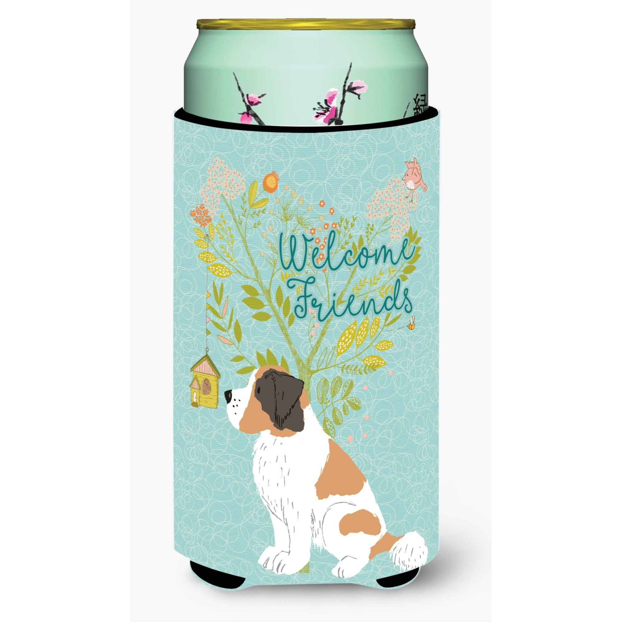 &quotCaroline's Treasures Welcome Friends Saint Bernard Decorative Can Hugger, Tall Boy, Multicolor"