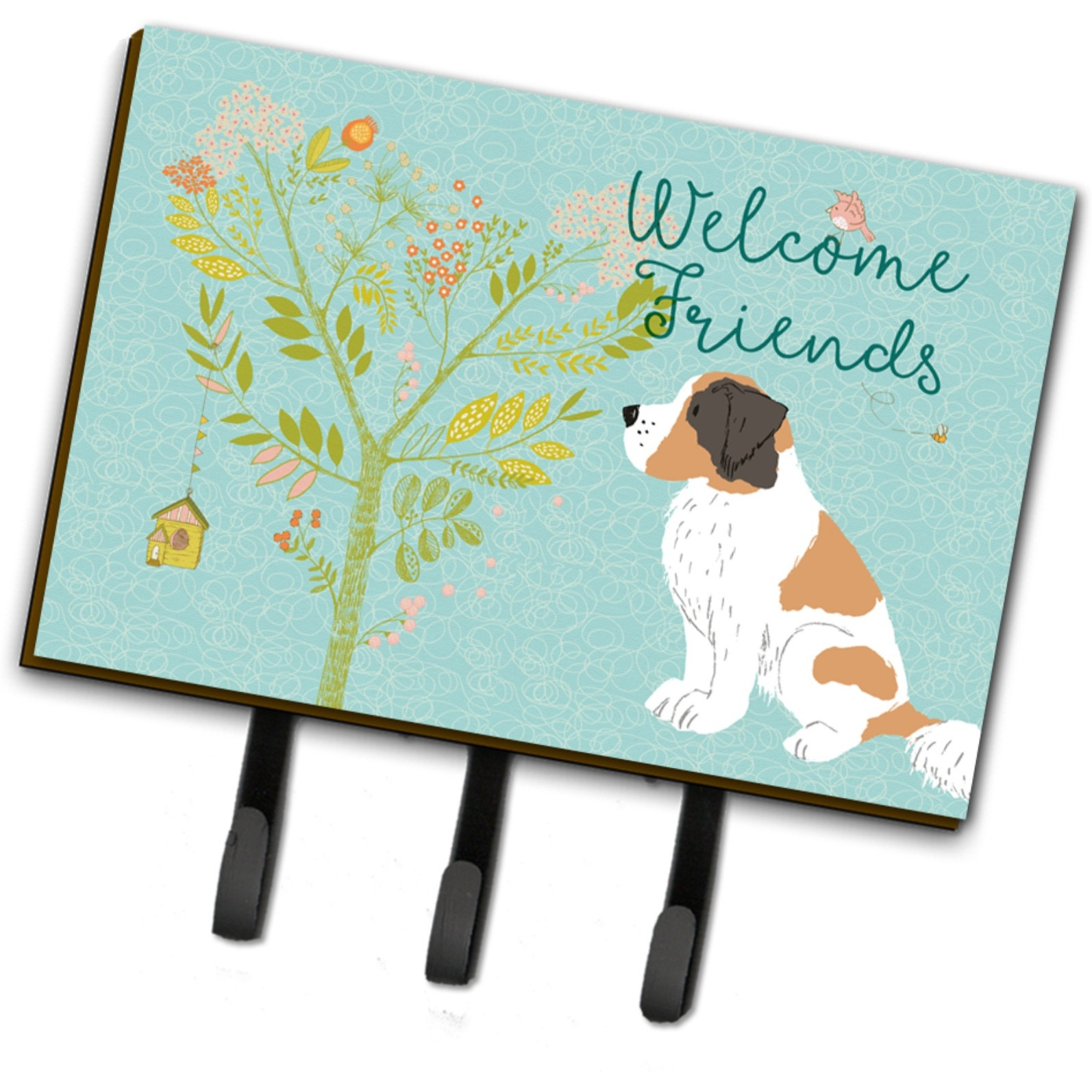 &quotCaroline's Treasures Welcome Friends Saint Bernard Wall Hook, Triple"