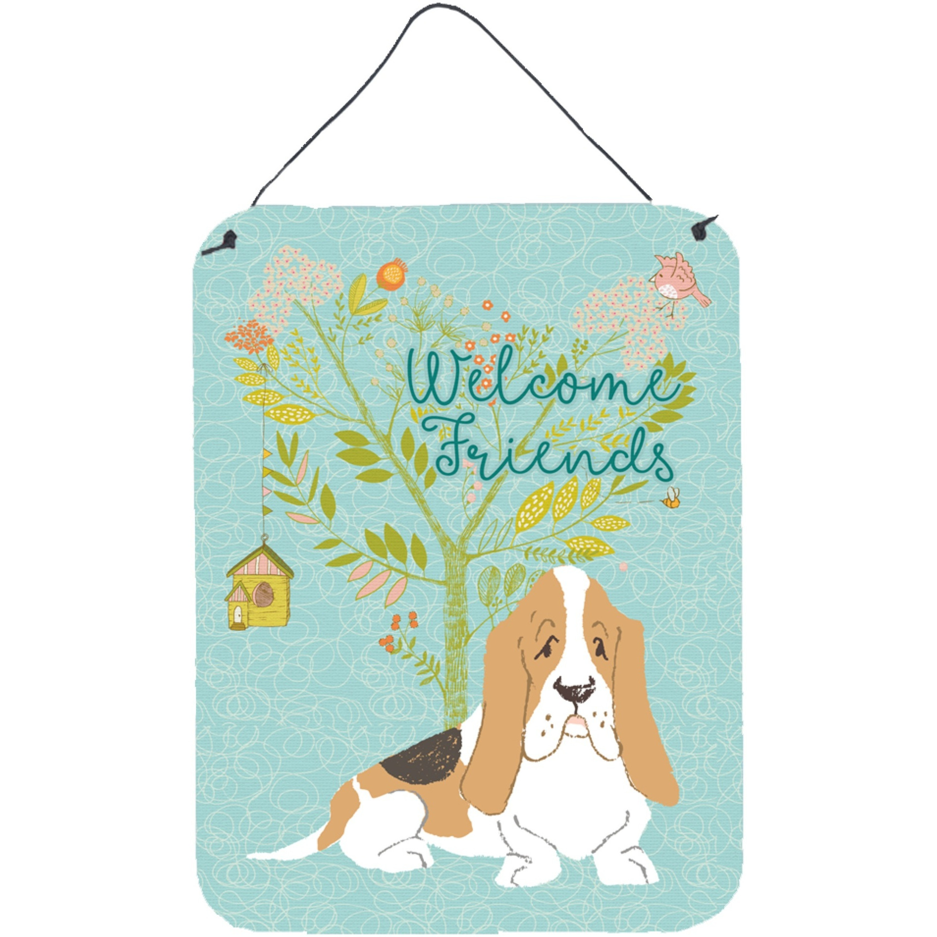 &quotCaroline's Treasures Welcome Friends Basset Hound Metal Print, 16h x 12w, Multicolor"