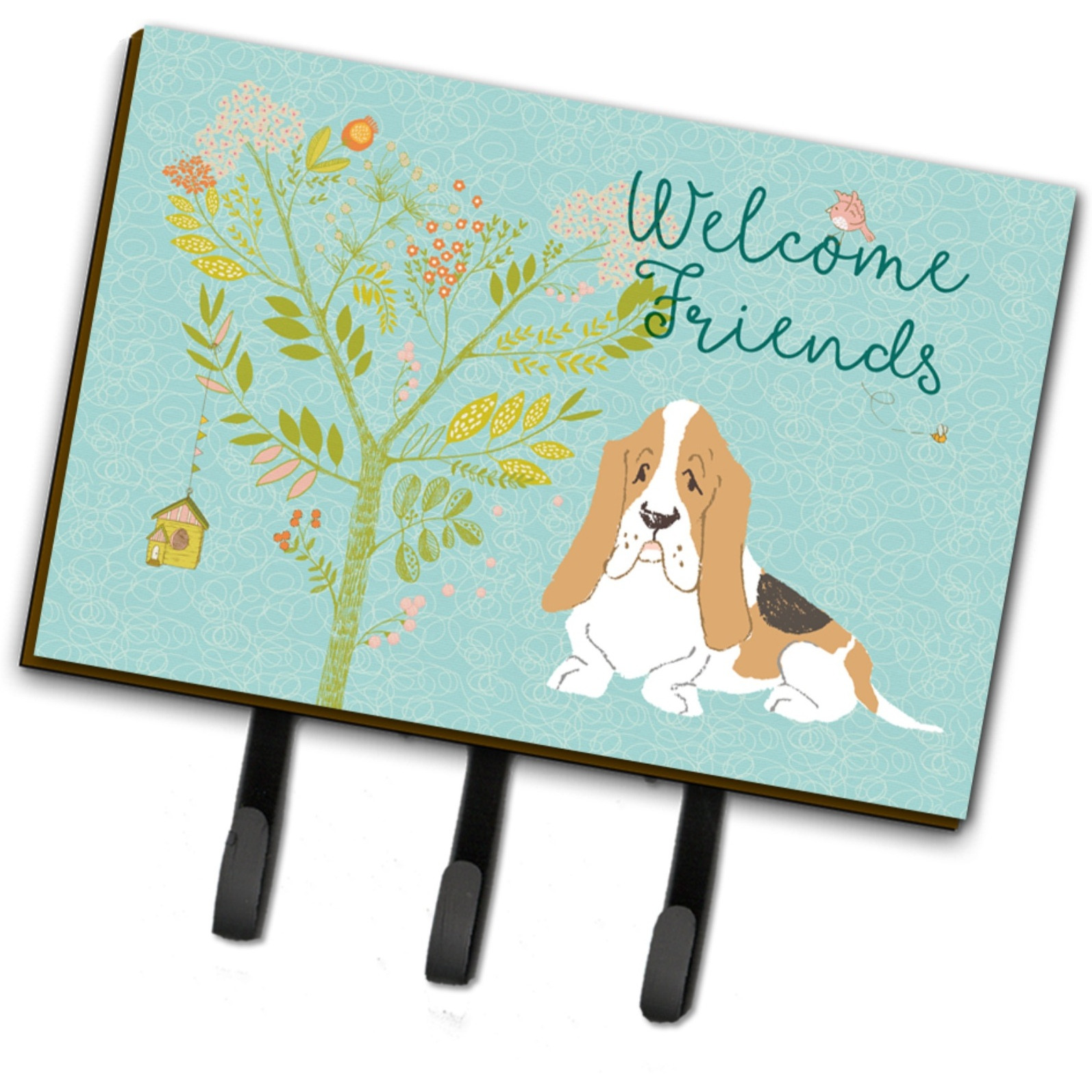 &quotCaroline's Treasures Welcome Friends Basset Hound Wall Hook, Triple"