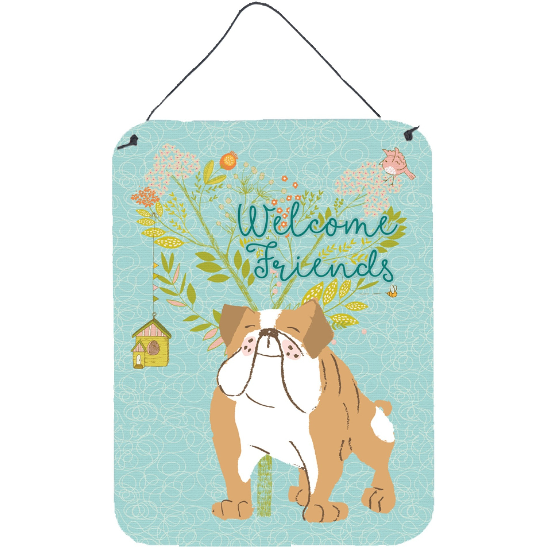 &quotCaroline's Treasures Welcome Friends English Bulldog Metal Print, 16h x 12w, Multicolor"