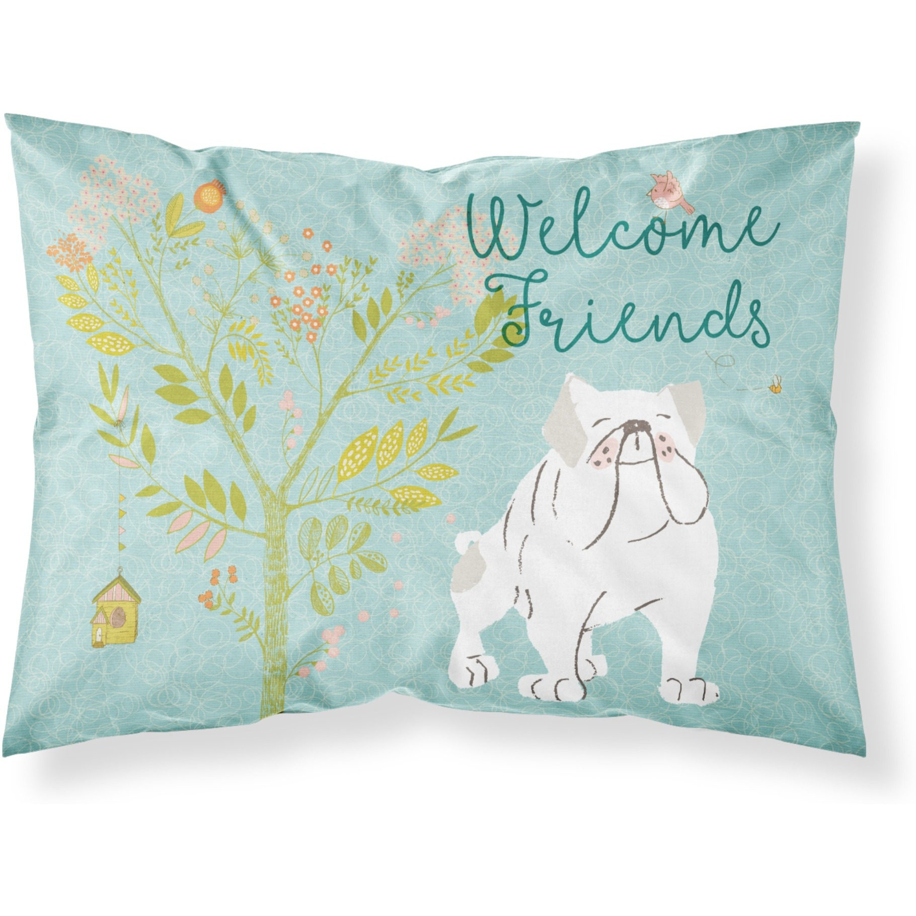 &quotCaroline's Treasures Welcome Friends English Bulldog White Pillowcase, Standard"