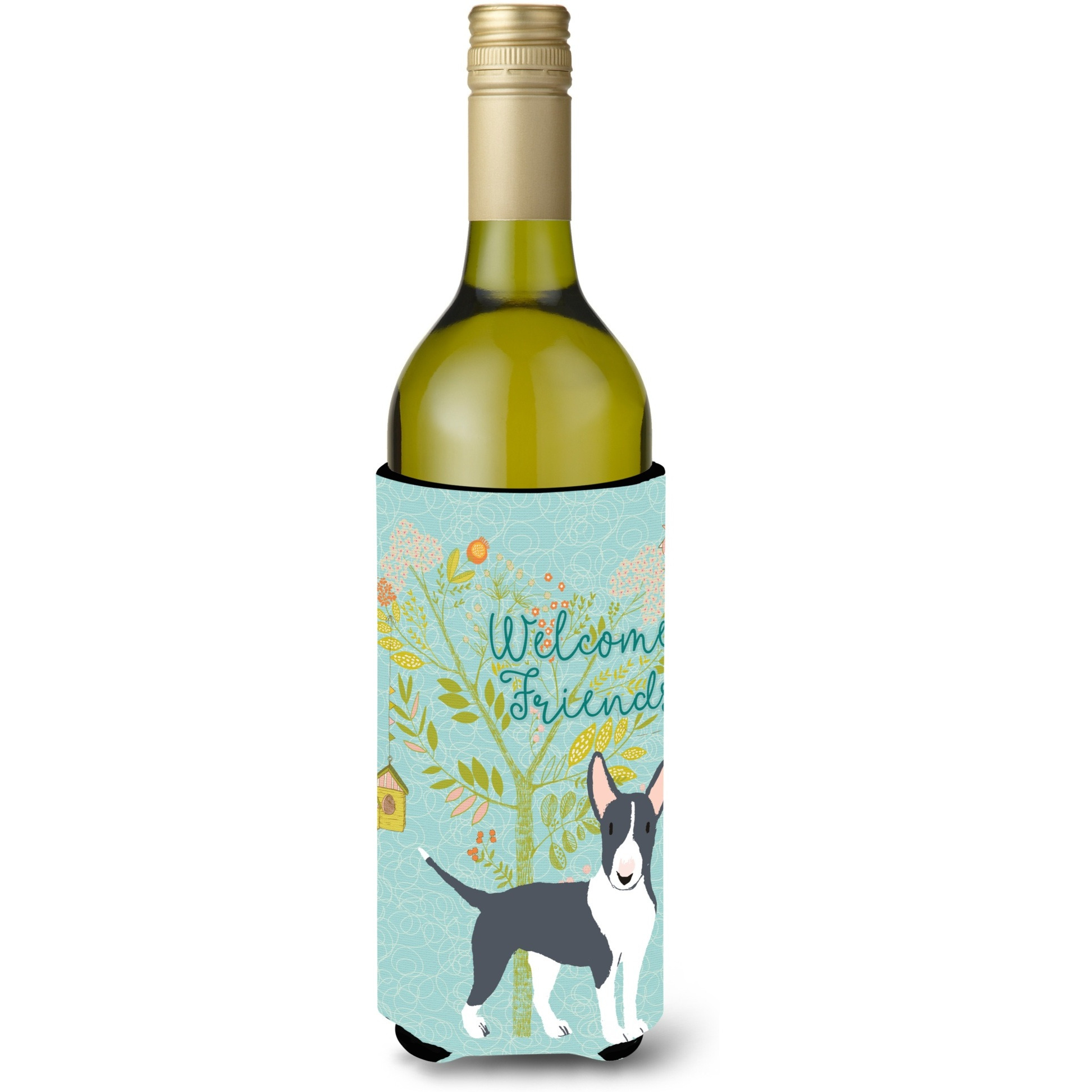 &quotCaroline's Treasures Welcome Friends Black Bull Terrier Decorative Bottle Hugger, 750 ml, Multicolor"