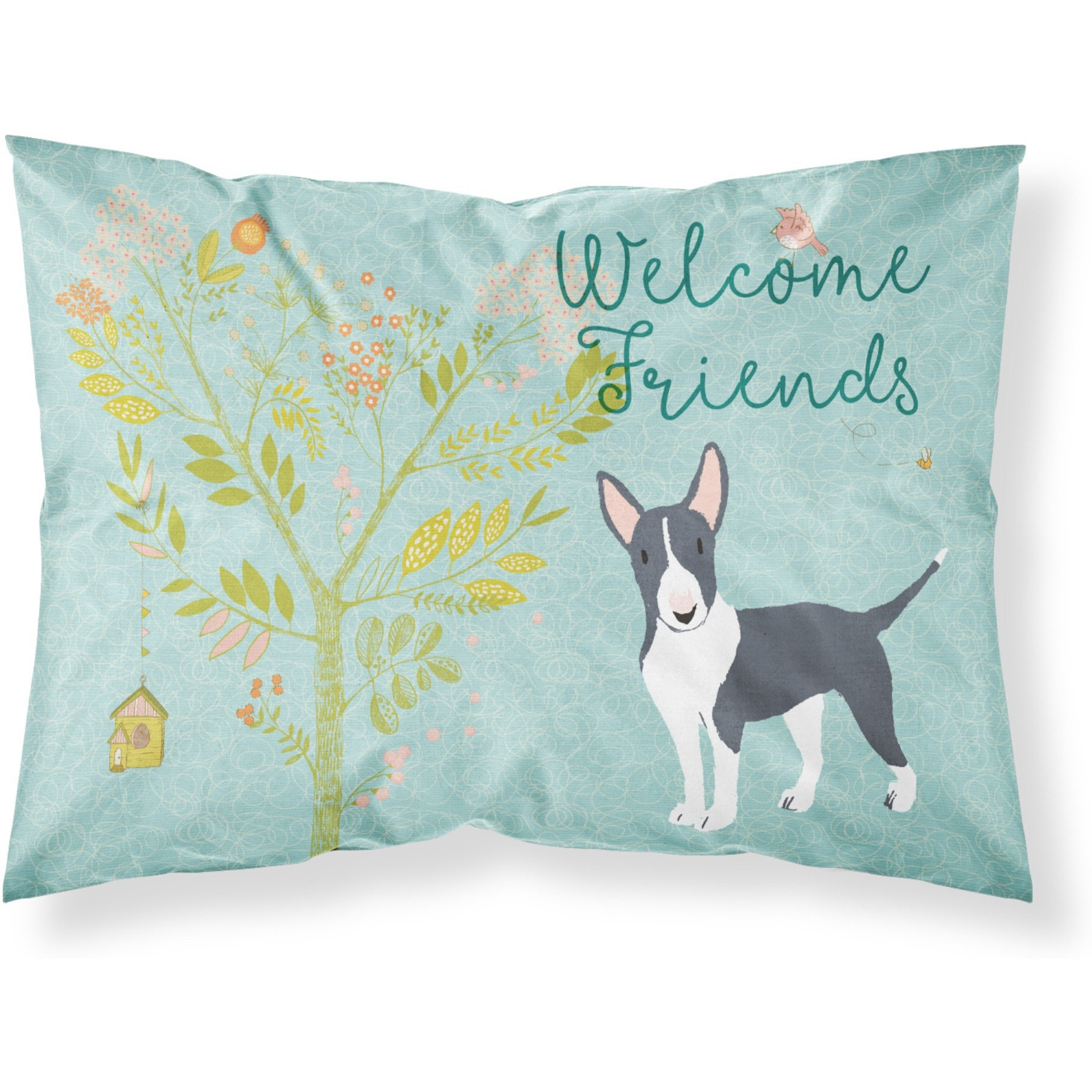 &quotCaroline's Treasures "&quotWelcome Friends Black Bull Terrier"" Printed, Polyester Envelope Closure pillowcase, Standard, Multicolor"
