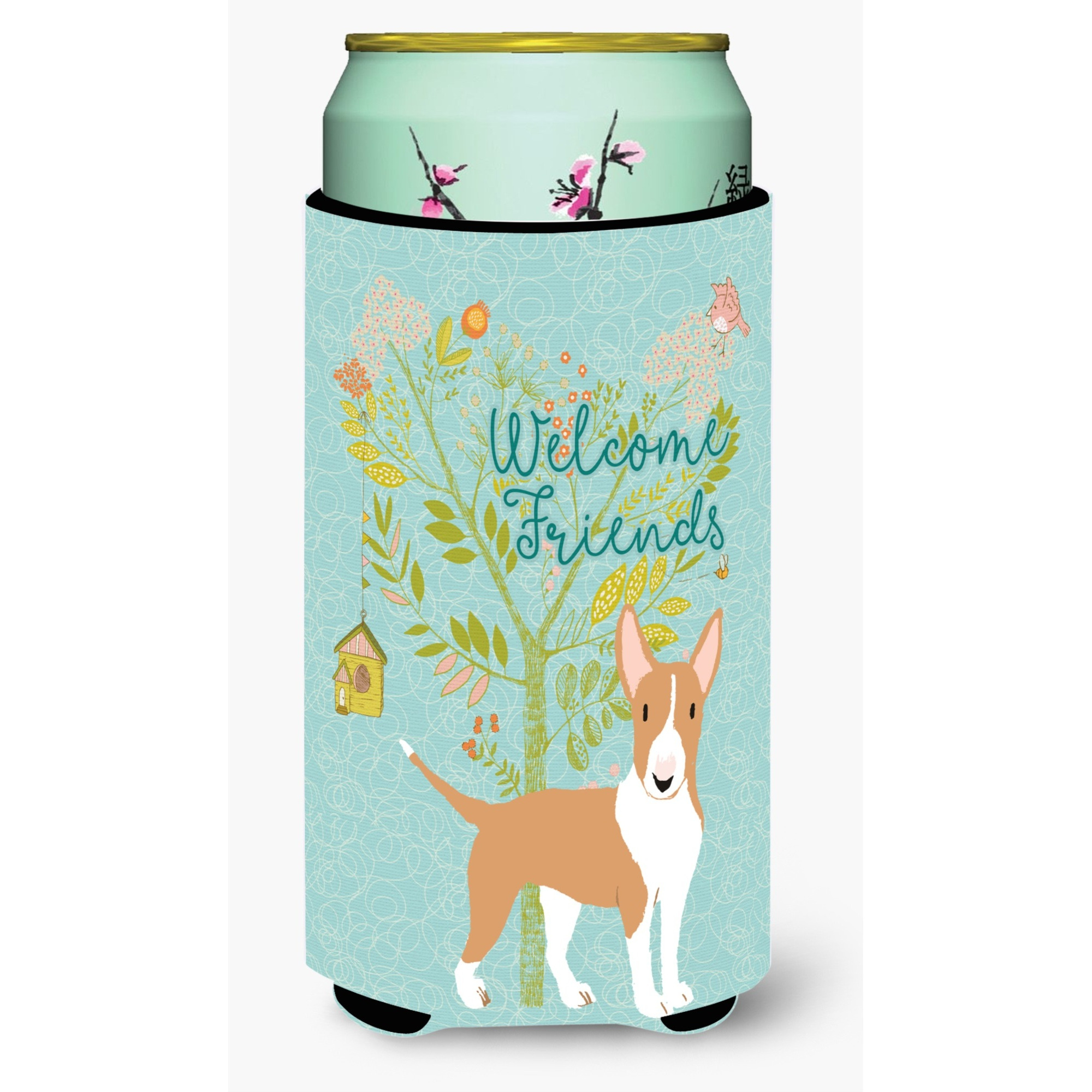 &quotCaroline's Treasures Welcome Friends Brown Bull Terrier Decorative Can Hugger, Tall Boy, Multicolor"