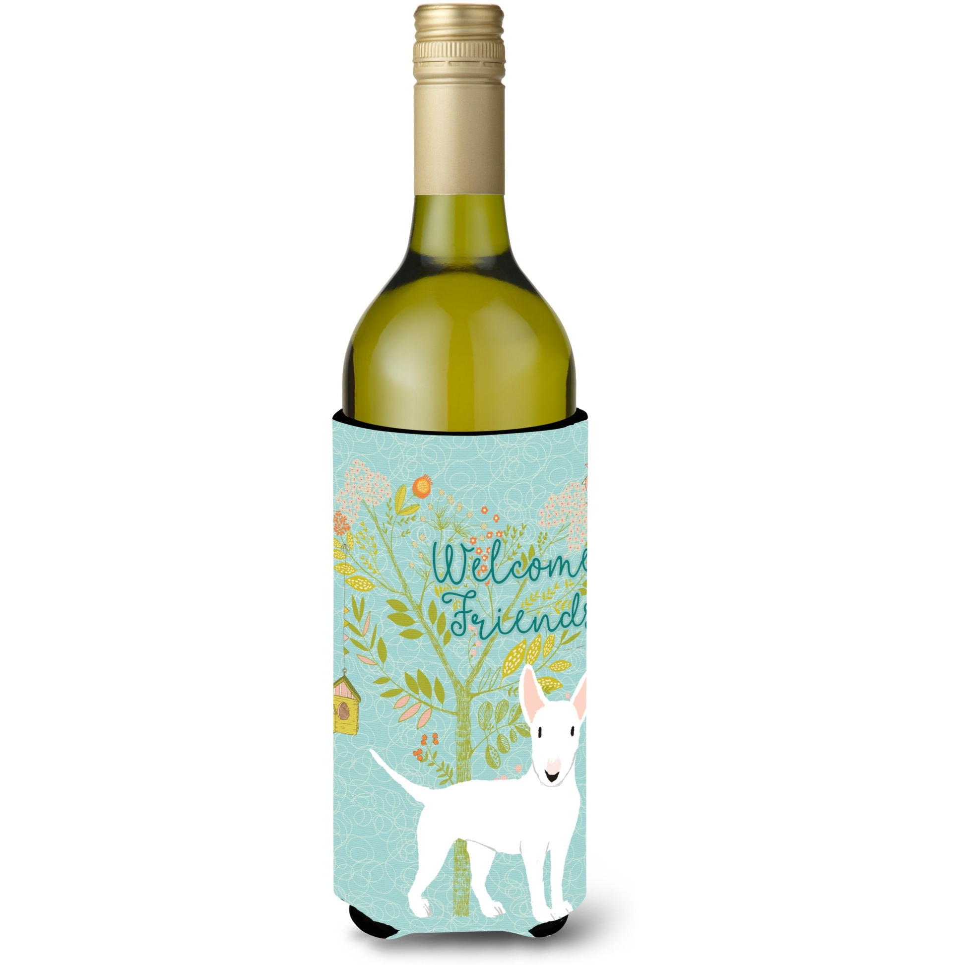 &quotCaroline's Treasures Welcome Friends White Bull Terrier Decorative Bottle Hugger, 750 ml, Multicolor"