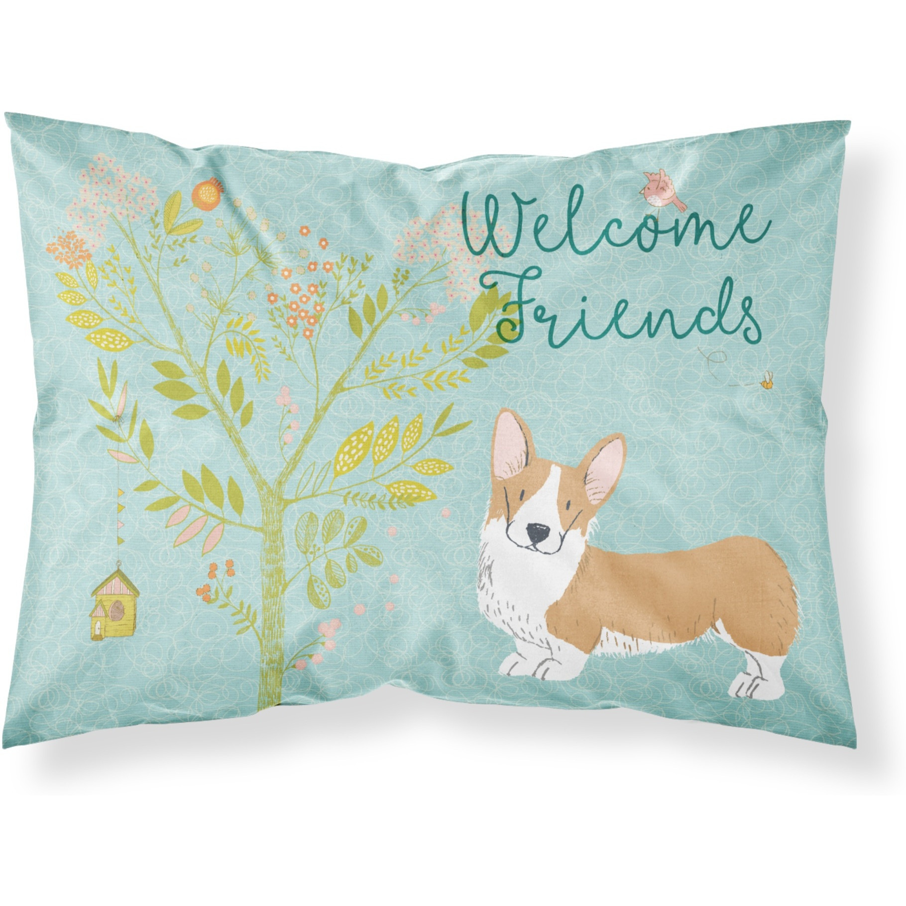&quotCaroline's Treasures Welcome Friends Welsh Pembroke Corgi Red Pillowcase, Standard"