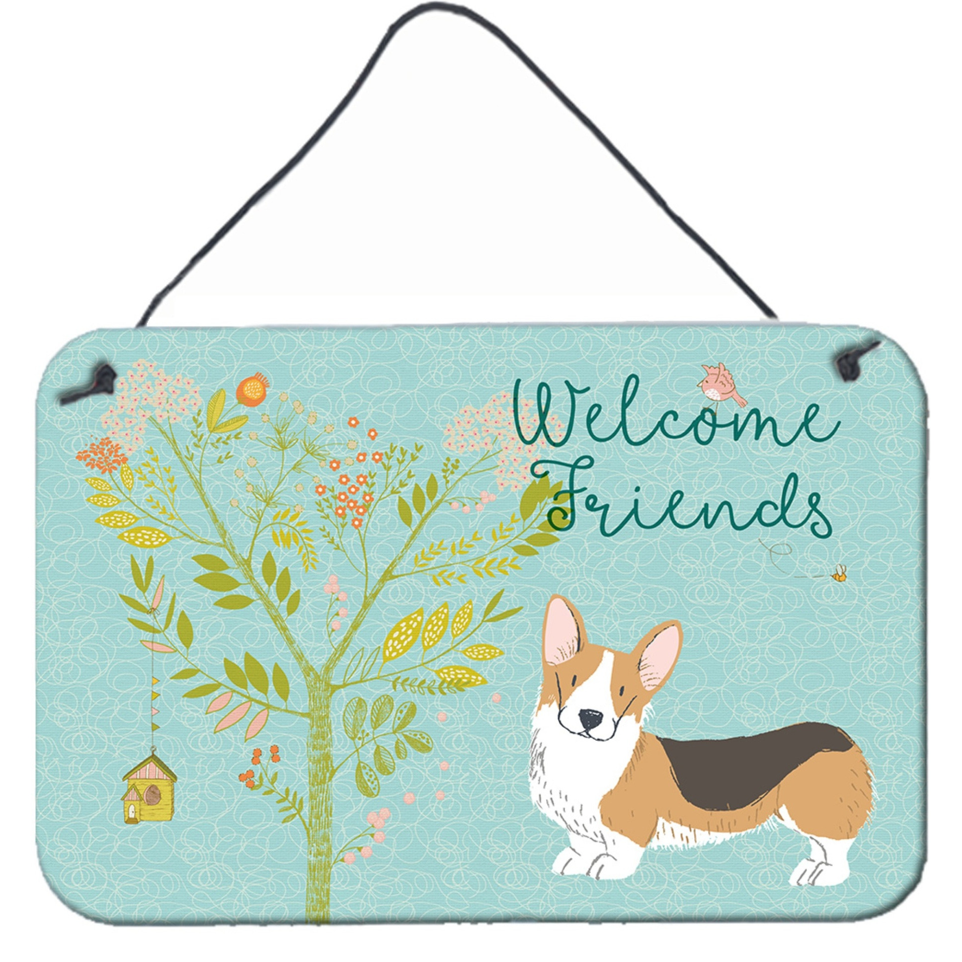 &quotCaroline's Treasures Friends Welsh Welcome Pembroke Corgi Tricolor Metal Print, 8hx12w, Multicolor"
