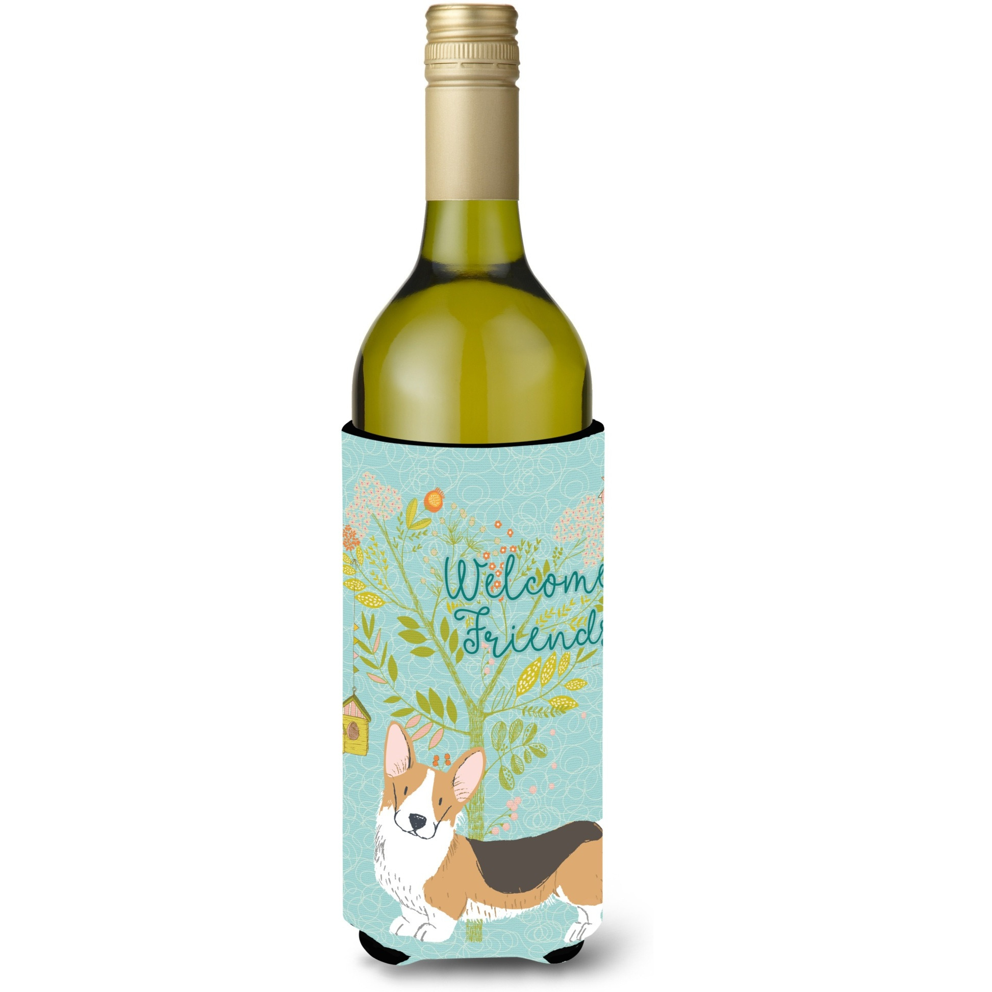&quotCaroline's Treasures Welcome Friends Pembroke Welsh Corgi Tricolor Decorative Bottle Hugger, 750 ml, Multicolor"