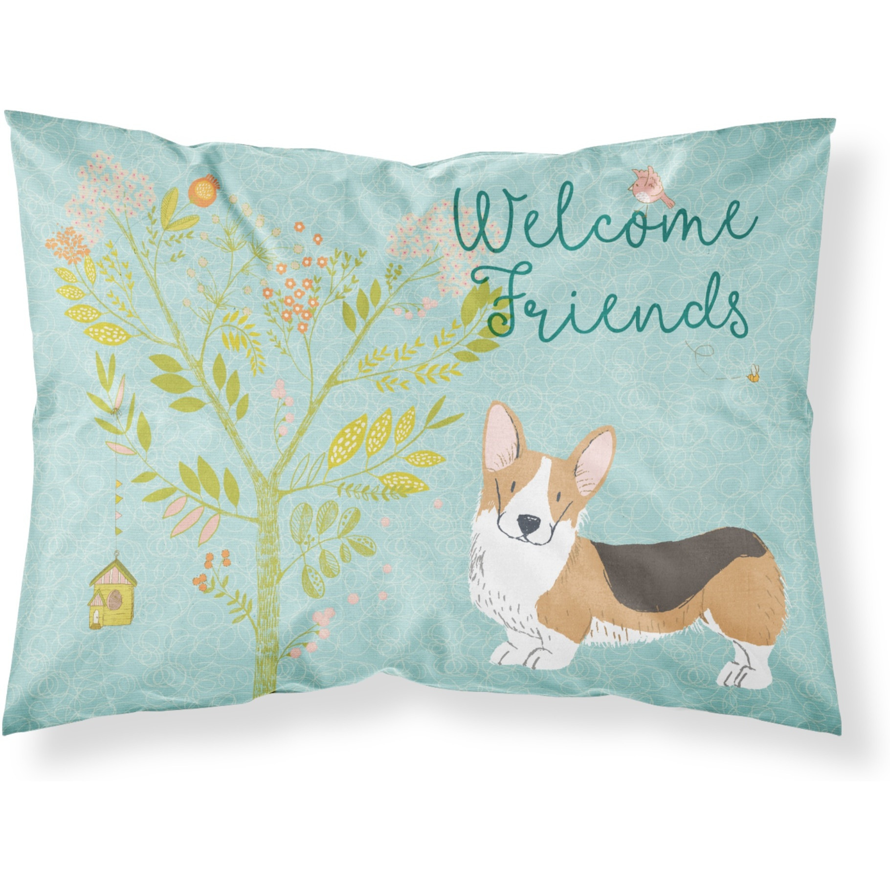 &quotCaroline's Treasures Welcome Friends Welsh Pembroke Corgi Tricolor Pillowcase, Standard"