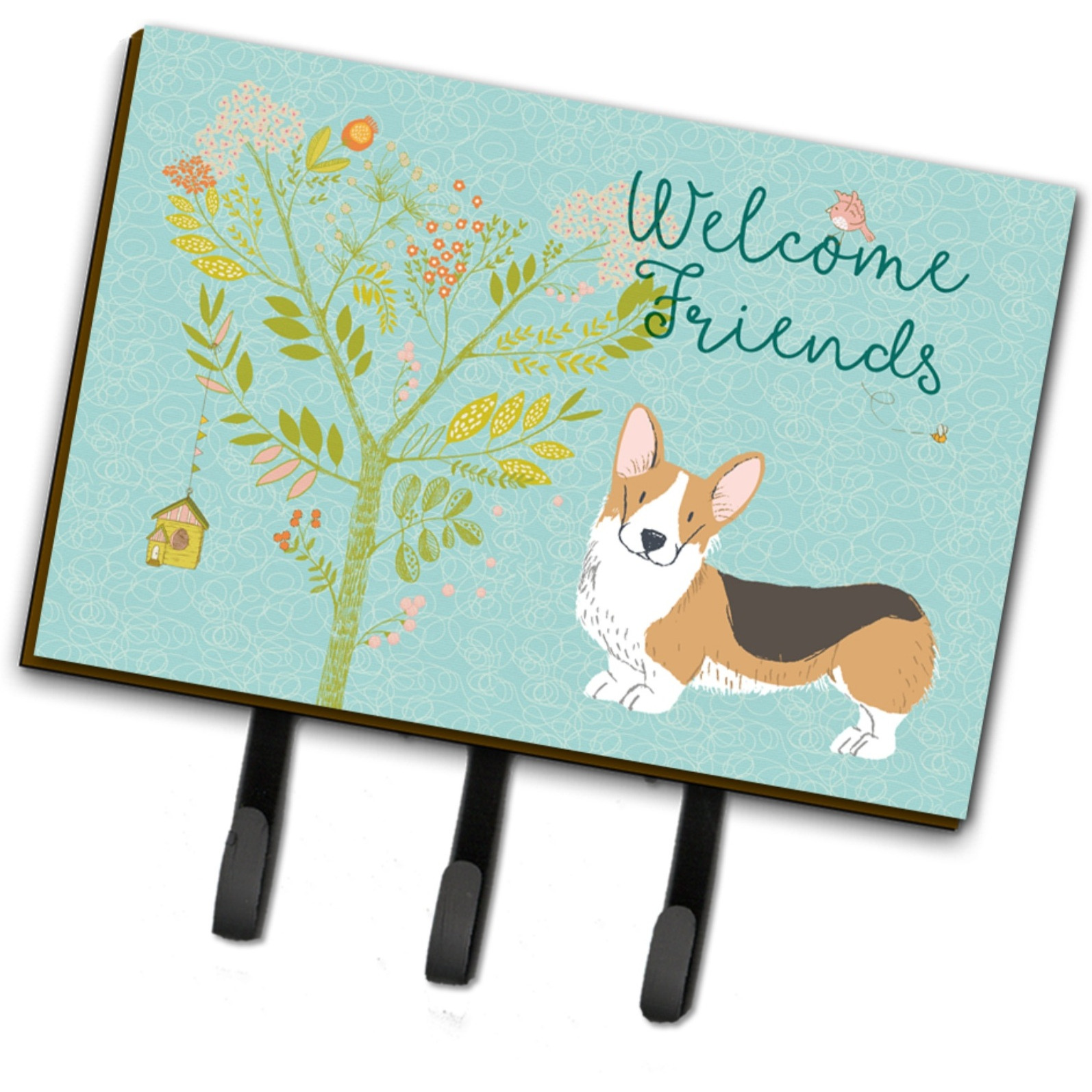 &quotCaroline's Treasures Welcome Friends Pembroke Welsh Corgi Tricolor Wall Hook, Triple"