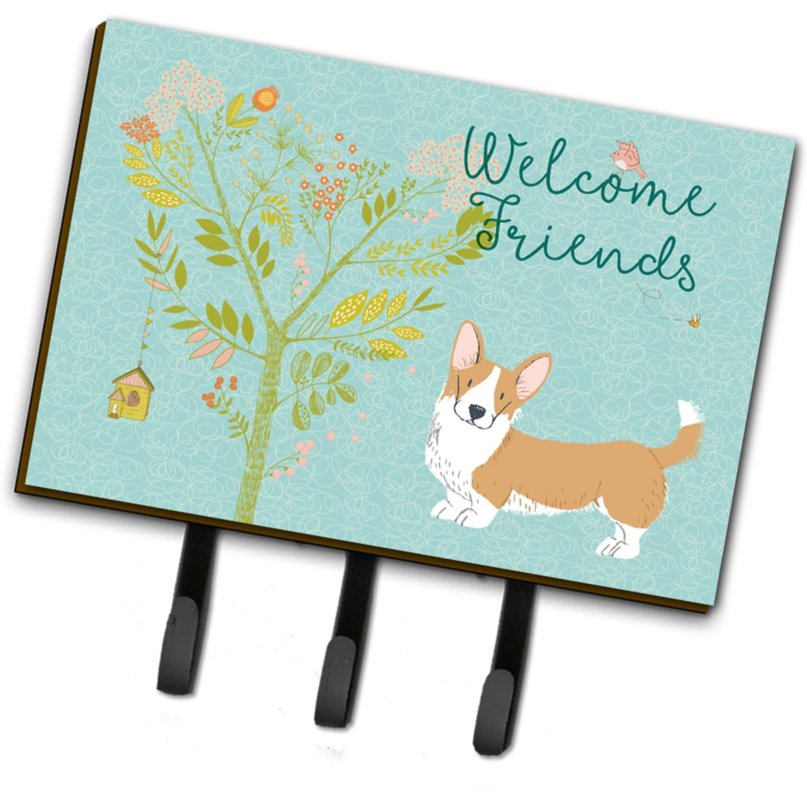 &quotCaroline's Treasures Welcome Friends Cardigan Welsh Corgi Tricolor Wall Hook, Triple, Multicolor"