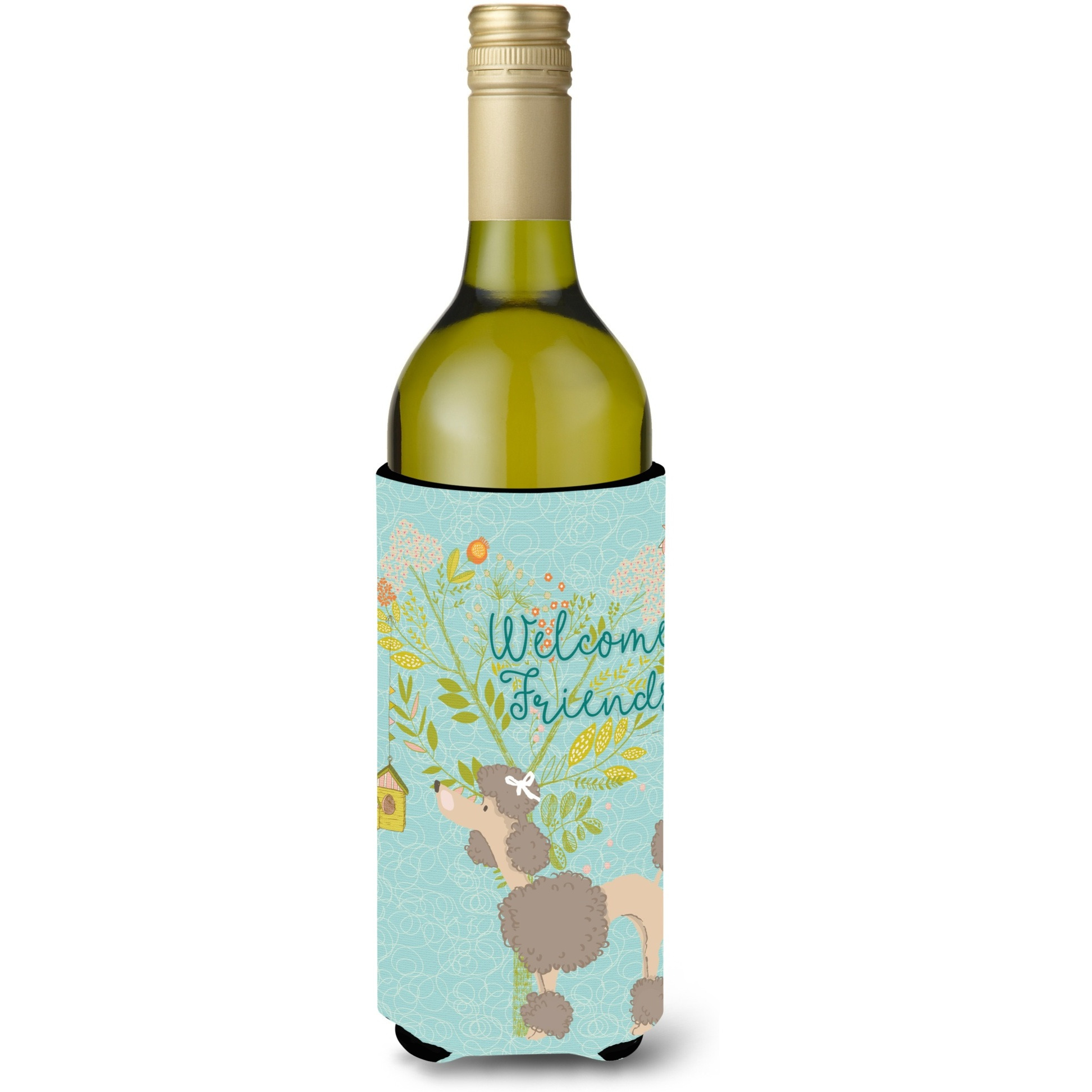 &quotCaroline's Treasures Welcome Friends Chocolate Poodle Decorative Bottle Hugger, 750 ml, Multicolor"