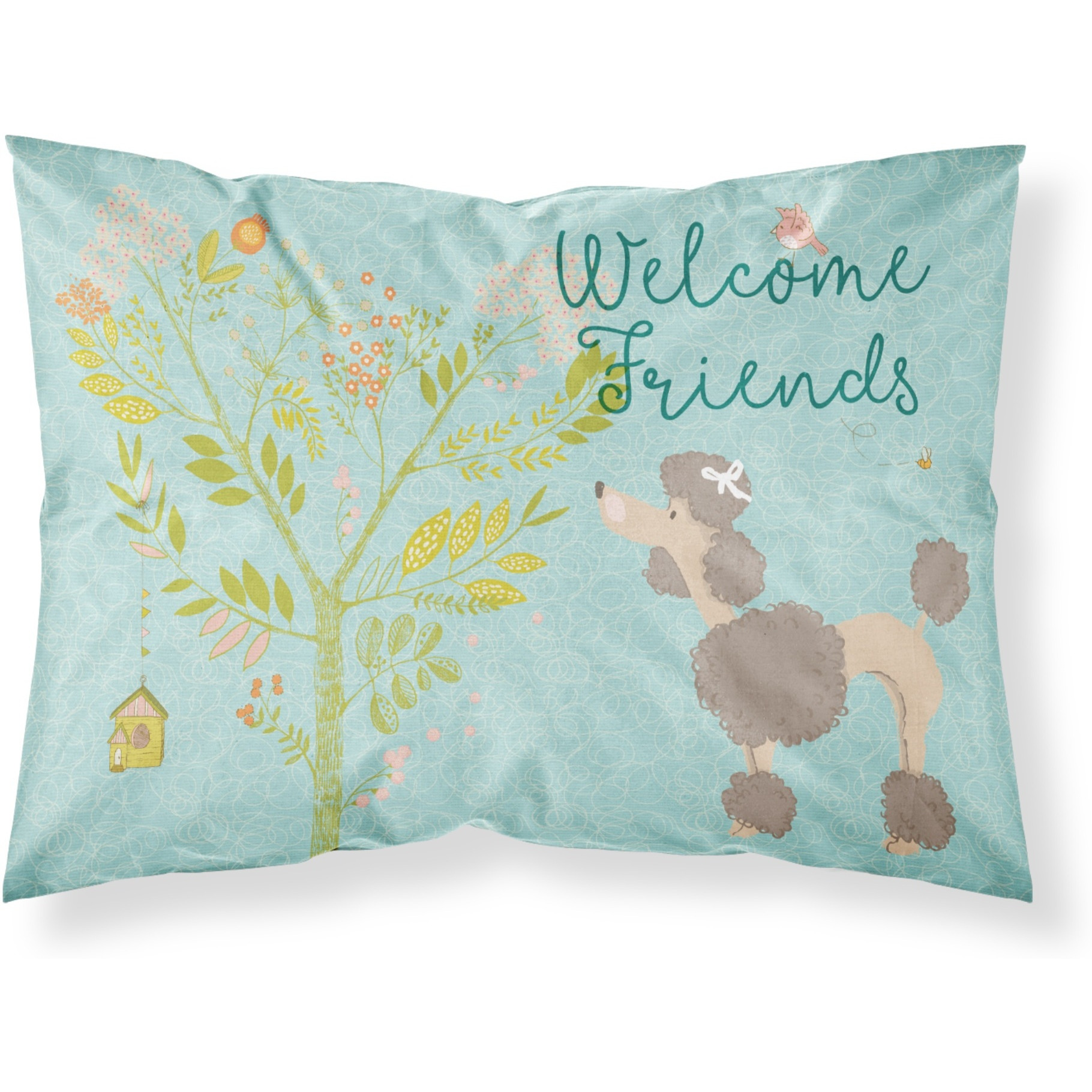 &quotCaroline's Treasures "&quotWelcome Friends Chocolate Poodle"" Printed, Polyester Envelope Closure pillowcase, Standard, Multicolor"