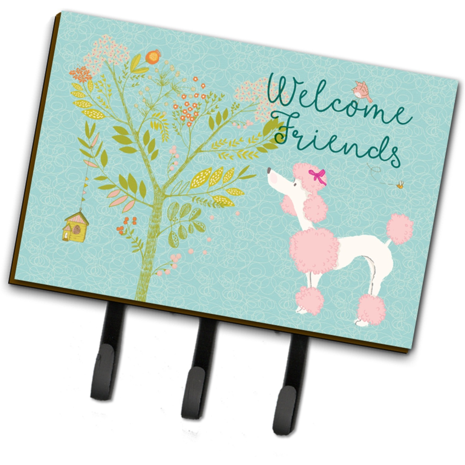 &quotCaroline's Treasures Welcome Friends Pink Poodle Wall Hook, Triple"
