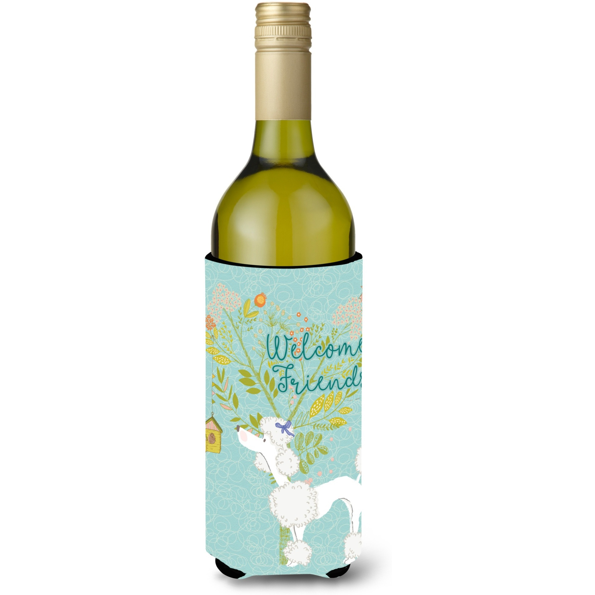 &quotCaroline's Treasures Welcome Friends White Poodle Decorative Bottle Hugger, 750 ml, Multicolor"