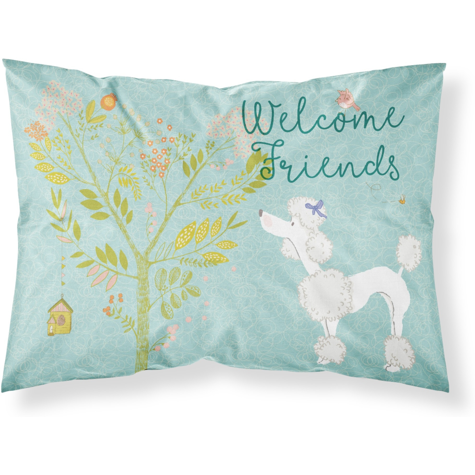 &quotCaroline's Treasures Welcome Friends White Poodle Pillowcase, Standard,"
