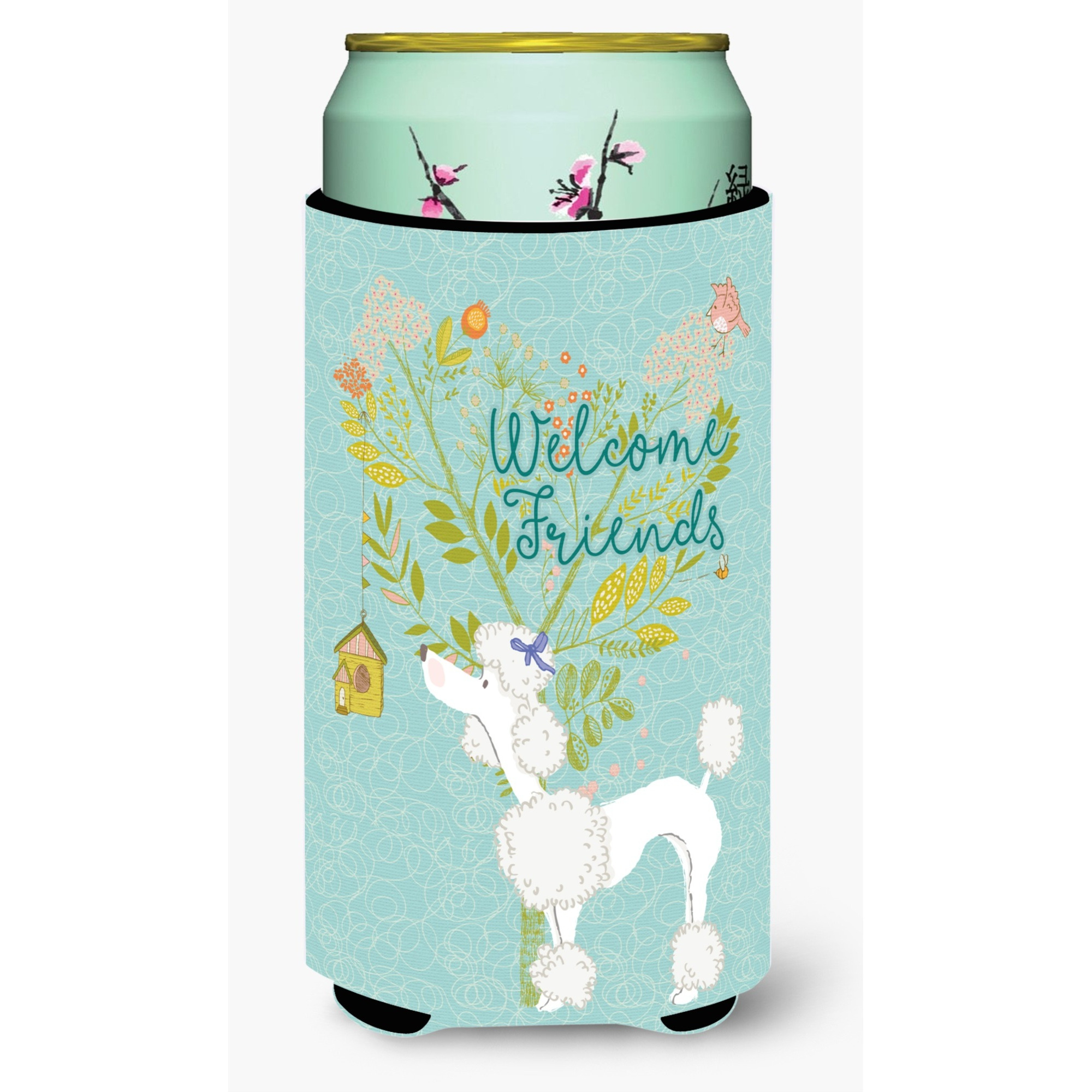 &quotCaroline's Treasures Welcome Friends White Poodle Decorative Can Hugger, Tall Boy, Multicolor"