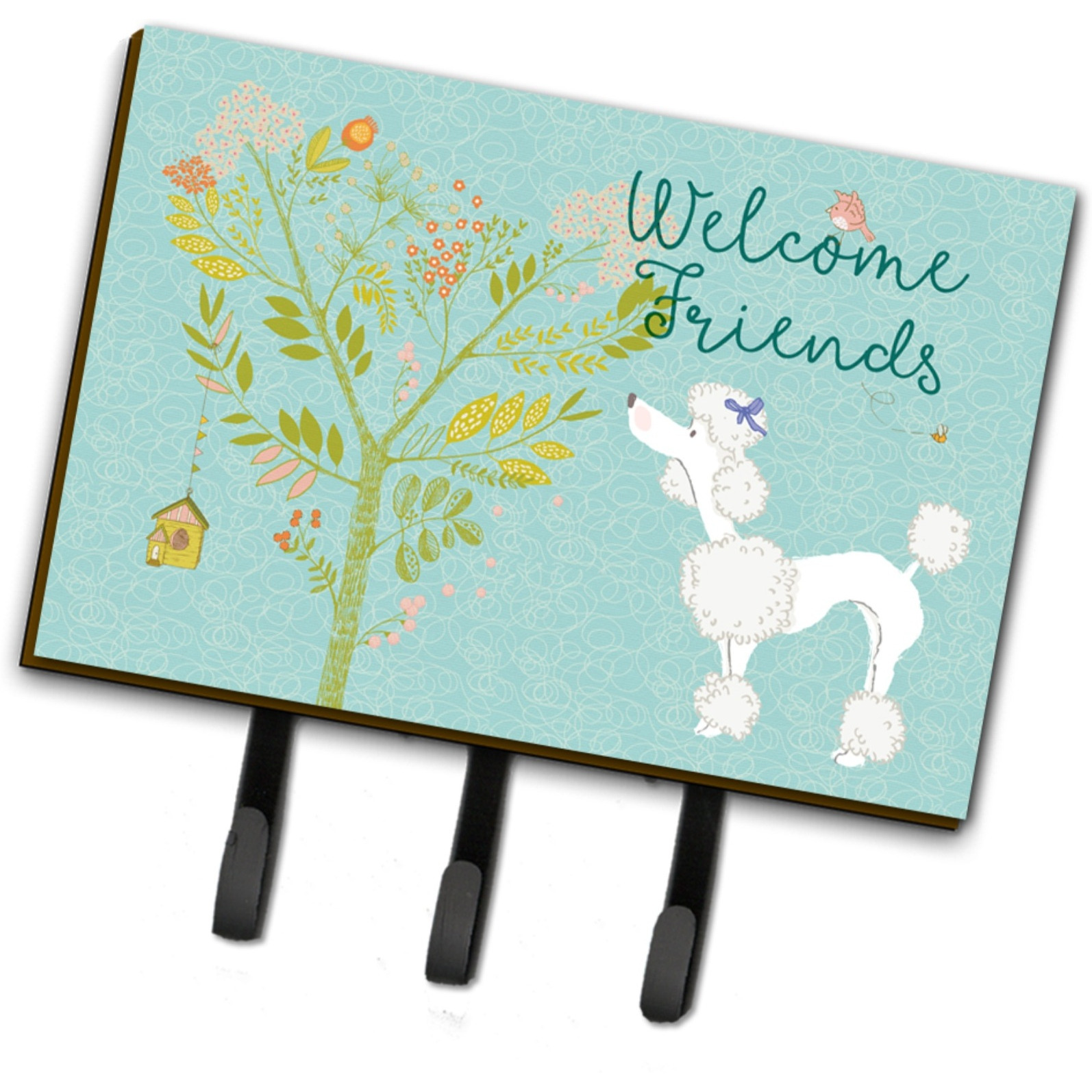 &quotCaroline's Treasures Welcome Friends White Poodle Wall Hook, Triple"